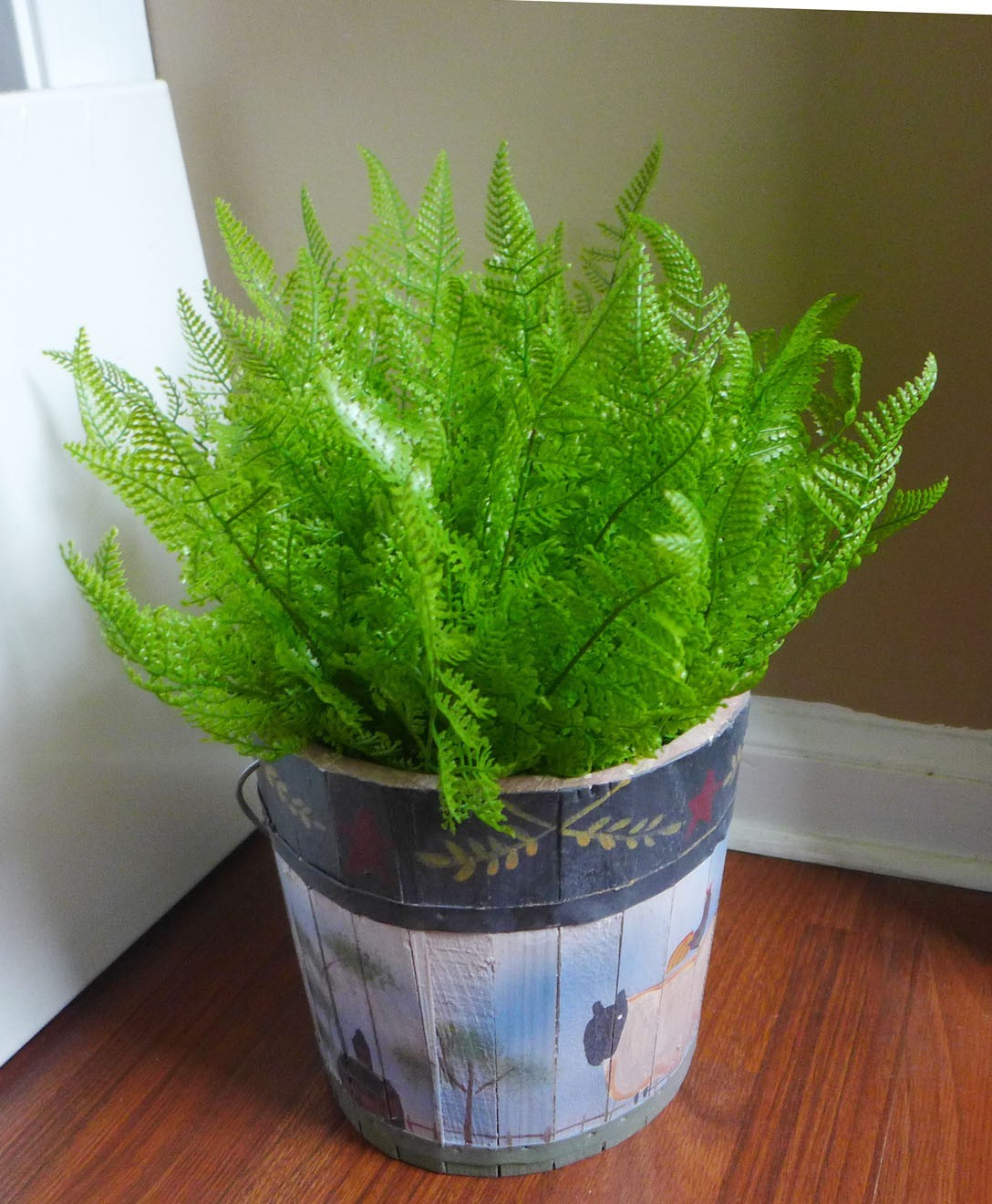4 Pcs Artificial Plastic Plants 7 Leaves Boston Fern Grass