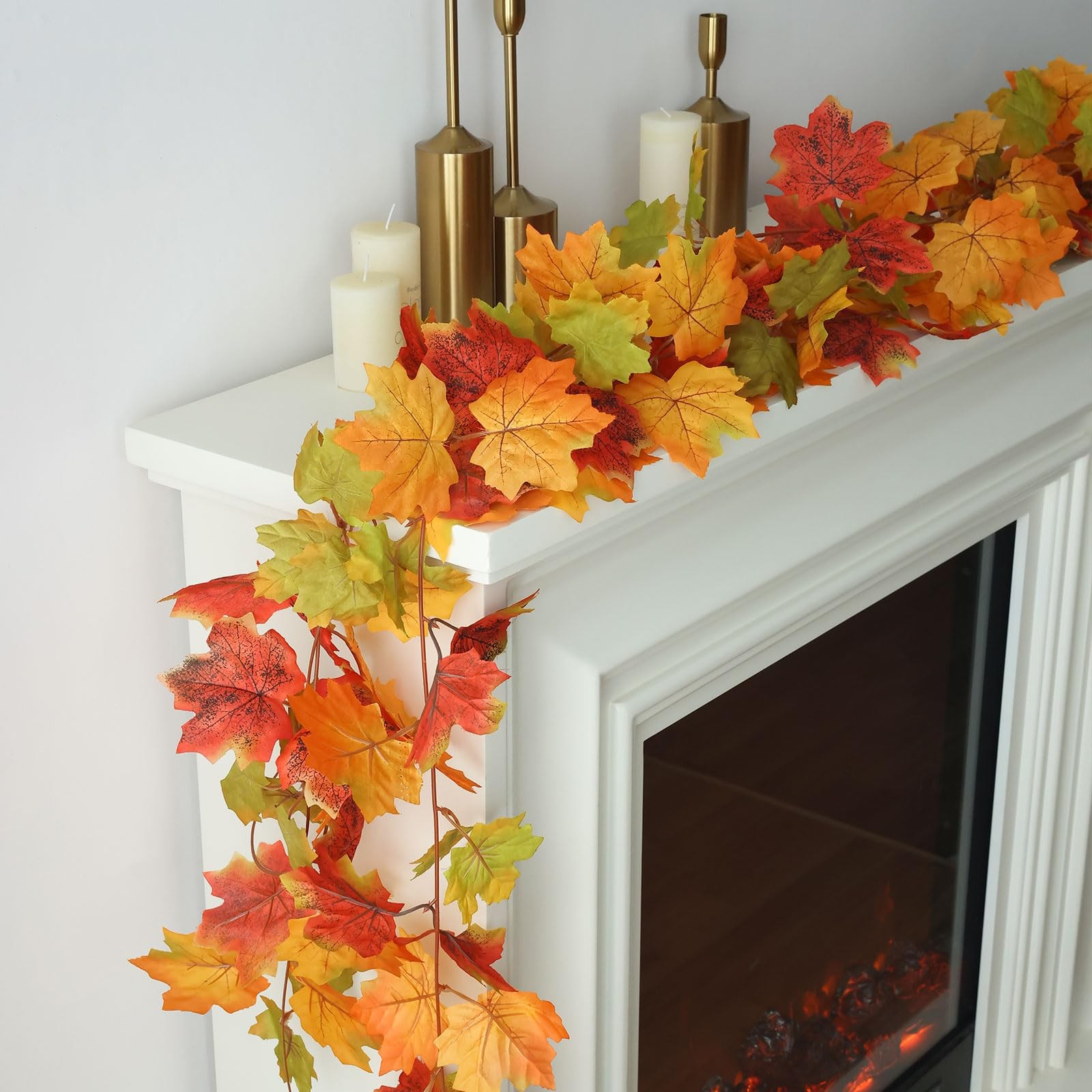 Fall Decor 5 Packs 390″ Artificial Maples Vines Garland Fake Vine Fall Garlan…