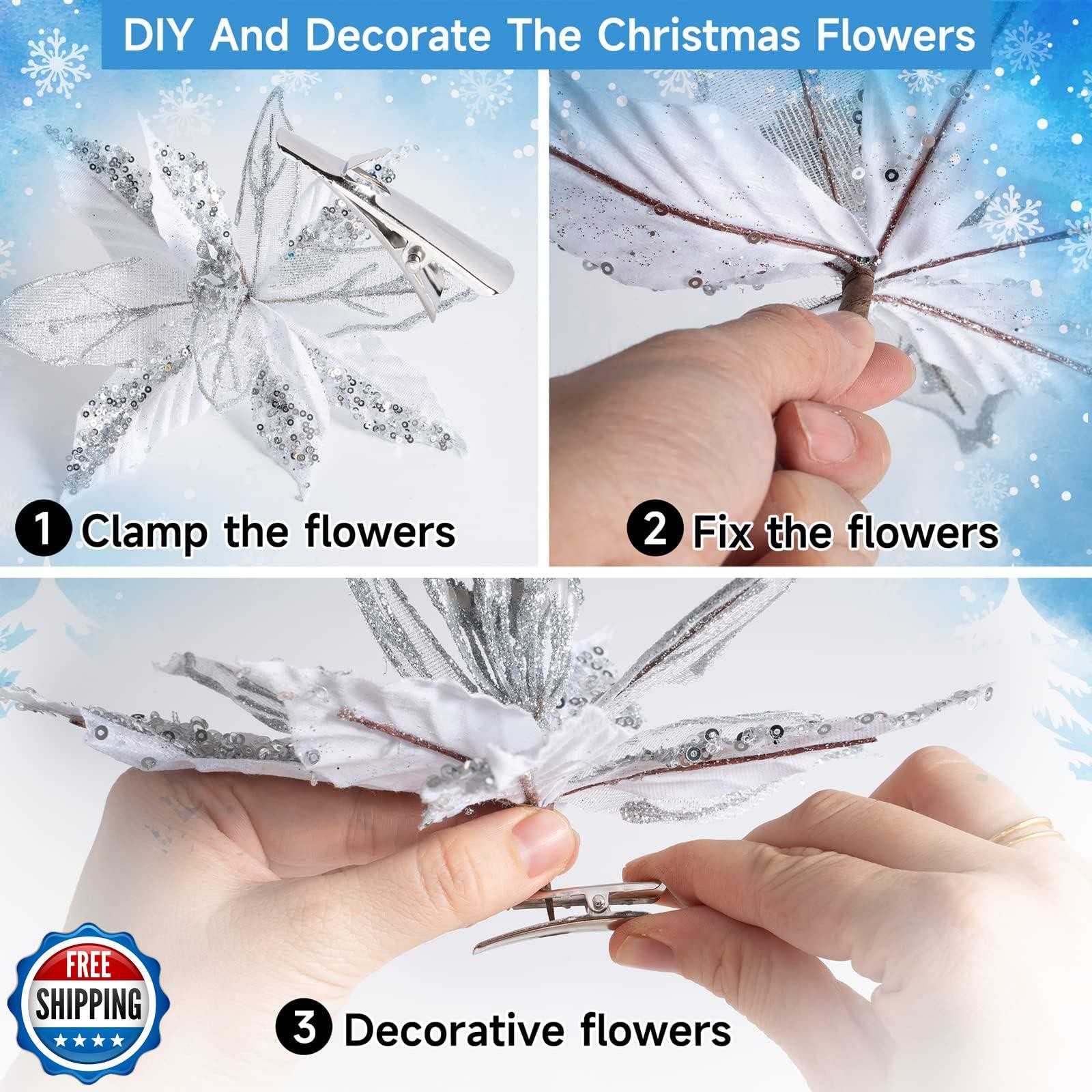 48Pcs Metal Clips, Small Roach Clips for Christmas Flowers Decorations Tree,