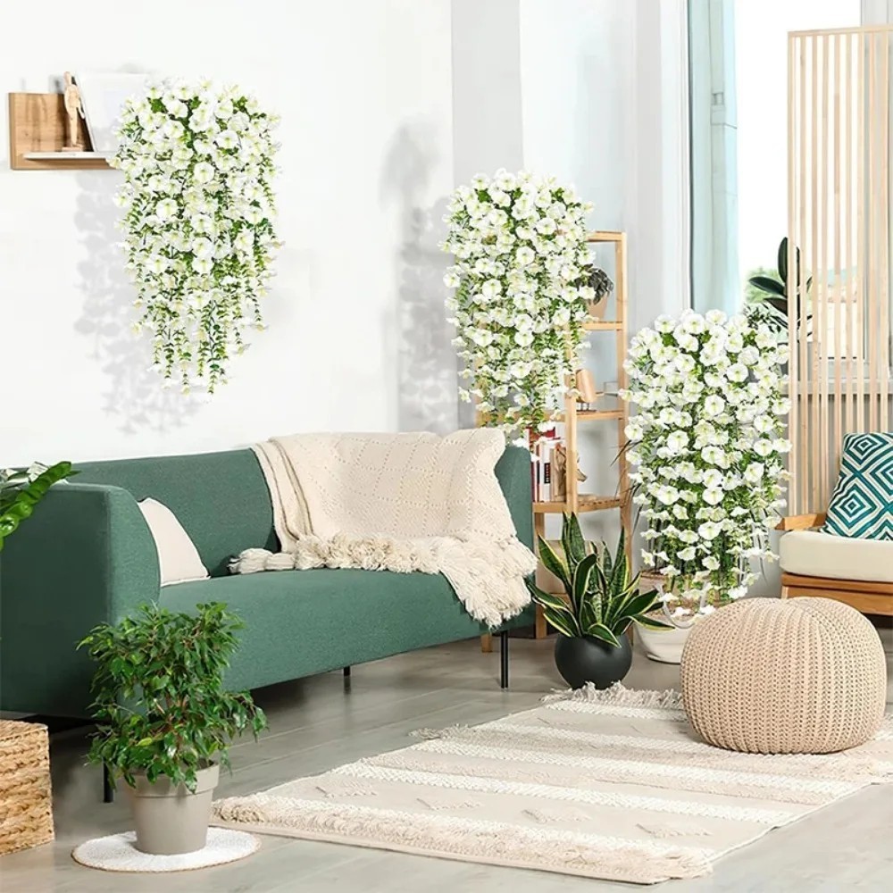 1 pcs Uv-resistant Artificial Morning Glory & Eucalyptus Hanging Decor – Perfect