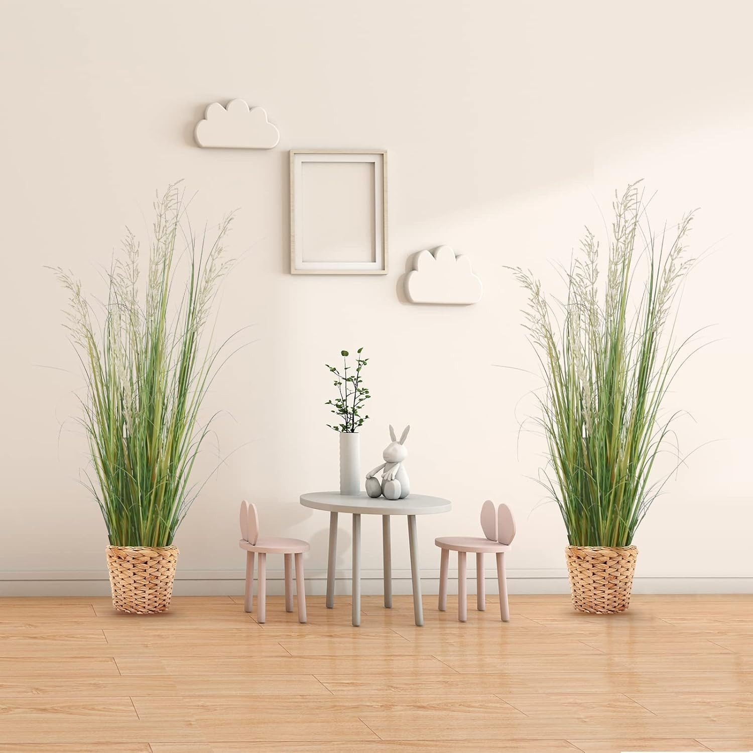 Artificial Plant, 47In Tall, 2Pk Grass, Faux House Plant in Pot, Indoor Decorati