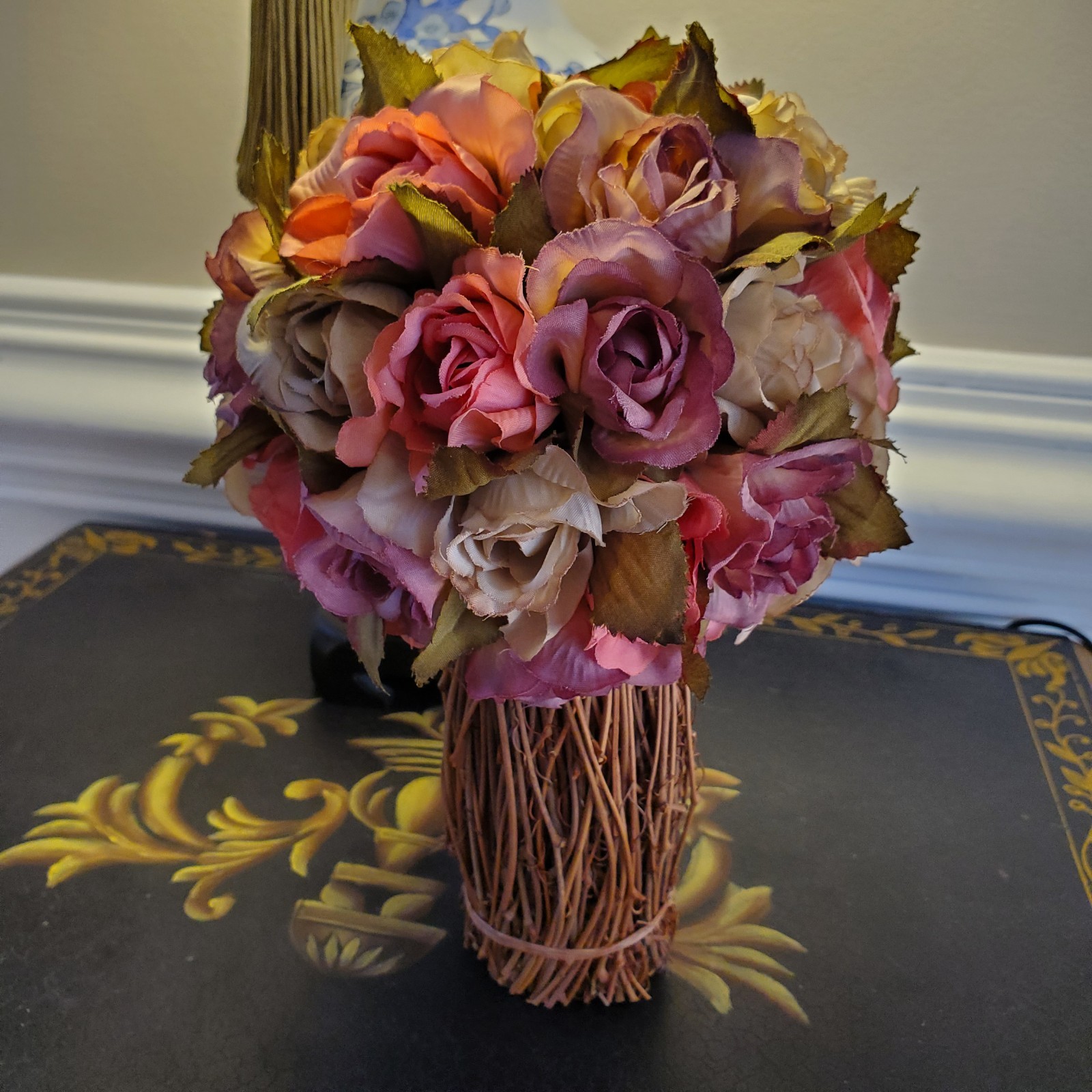 Rose Topiary Willow Base Table Tap Display Wedding Bouquet Vase Insert VINTAGE