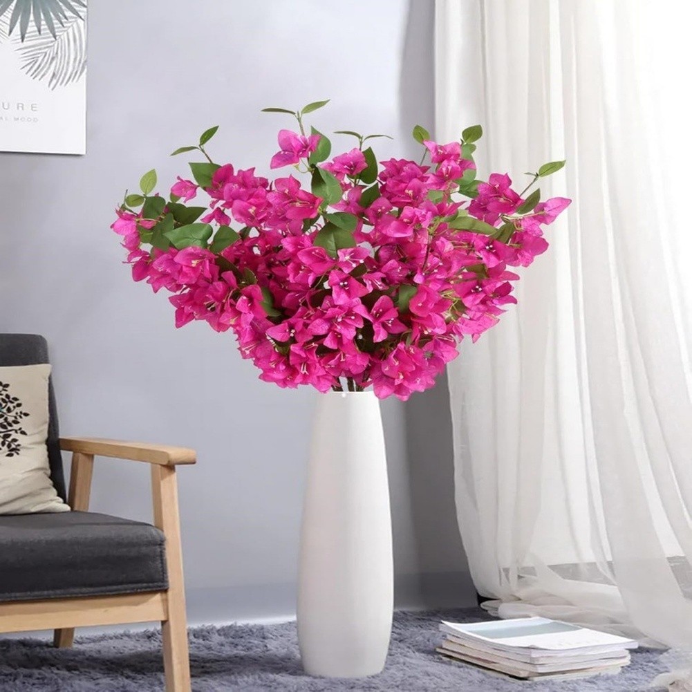 Silk Flower Stem Bougainvillea Branch Lifelike Texture Low Maintenance