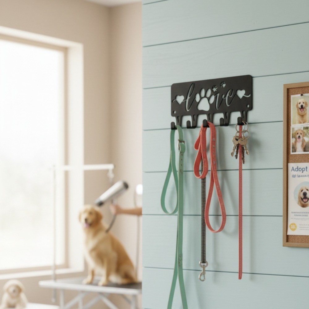 Adorable Dog Metal Key Holder Rack – Entryway Kitchen Coat Towel Organizer Gift