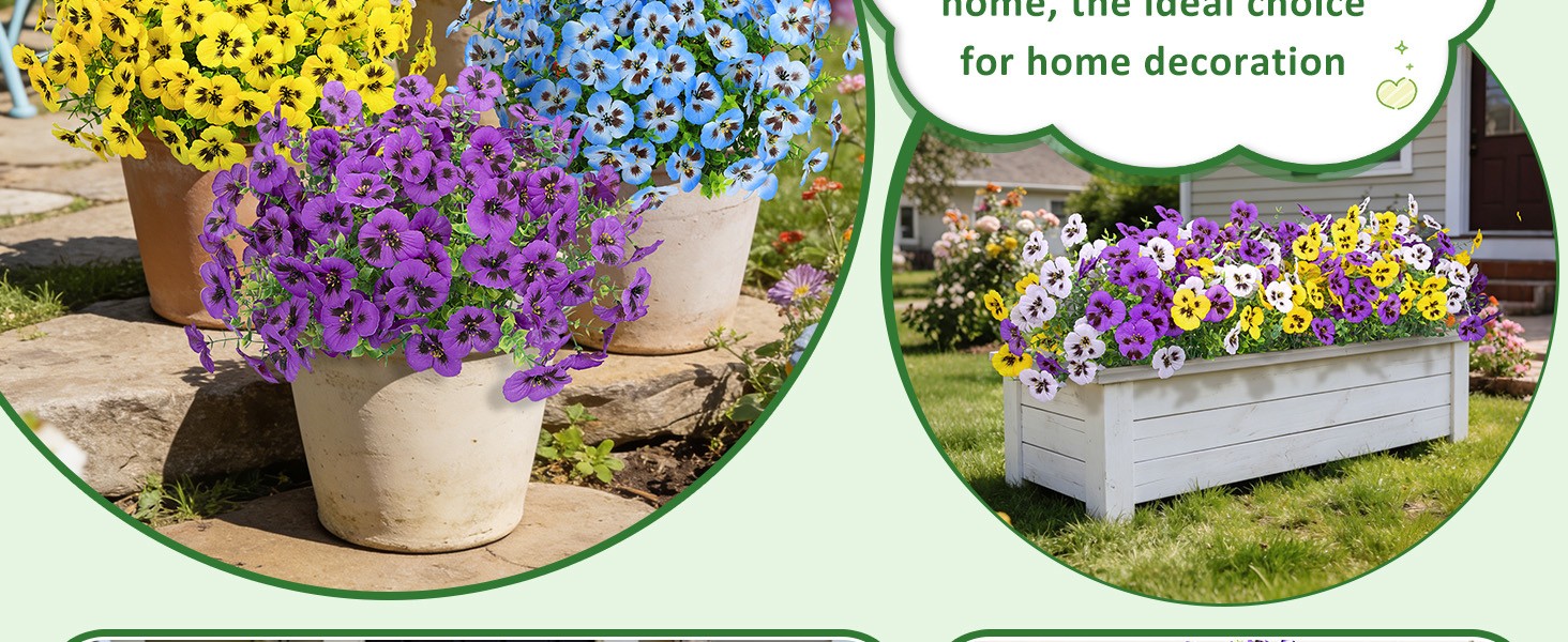 20 Bundles Artificial Pansy Flowers for Outdoors, Mixedcolor | Fake pansies silk