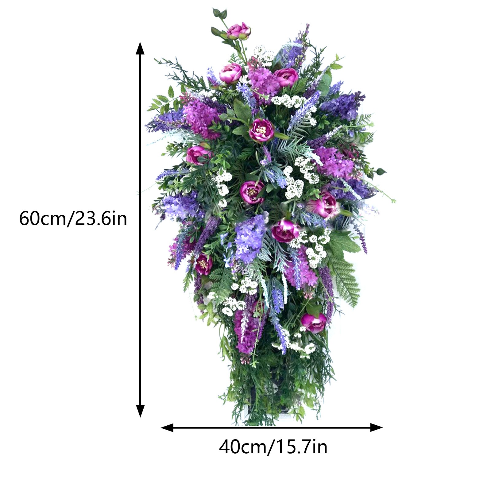 Large Purple Floral Wreath Style B Decor