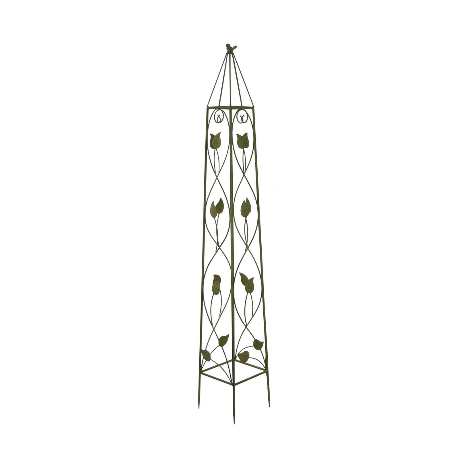 Benjara Kanye Garden Trellis Set of 2- Leaf Details Vertical Plant Green Metal
