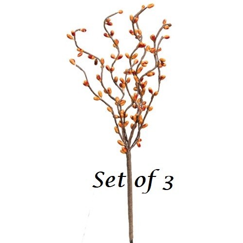 NEW PRIMITIVE Pip Berry Picks Stems 12″T MUSTARD Set of 3 Crafts FALL RUSTIC