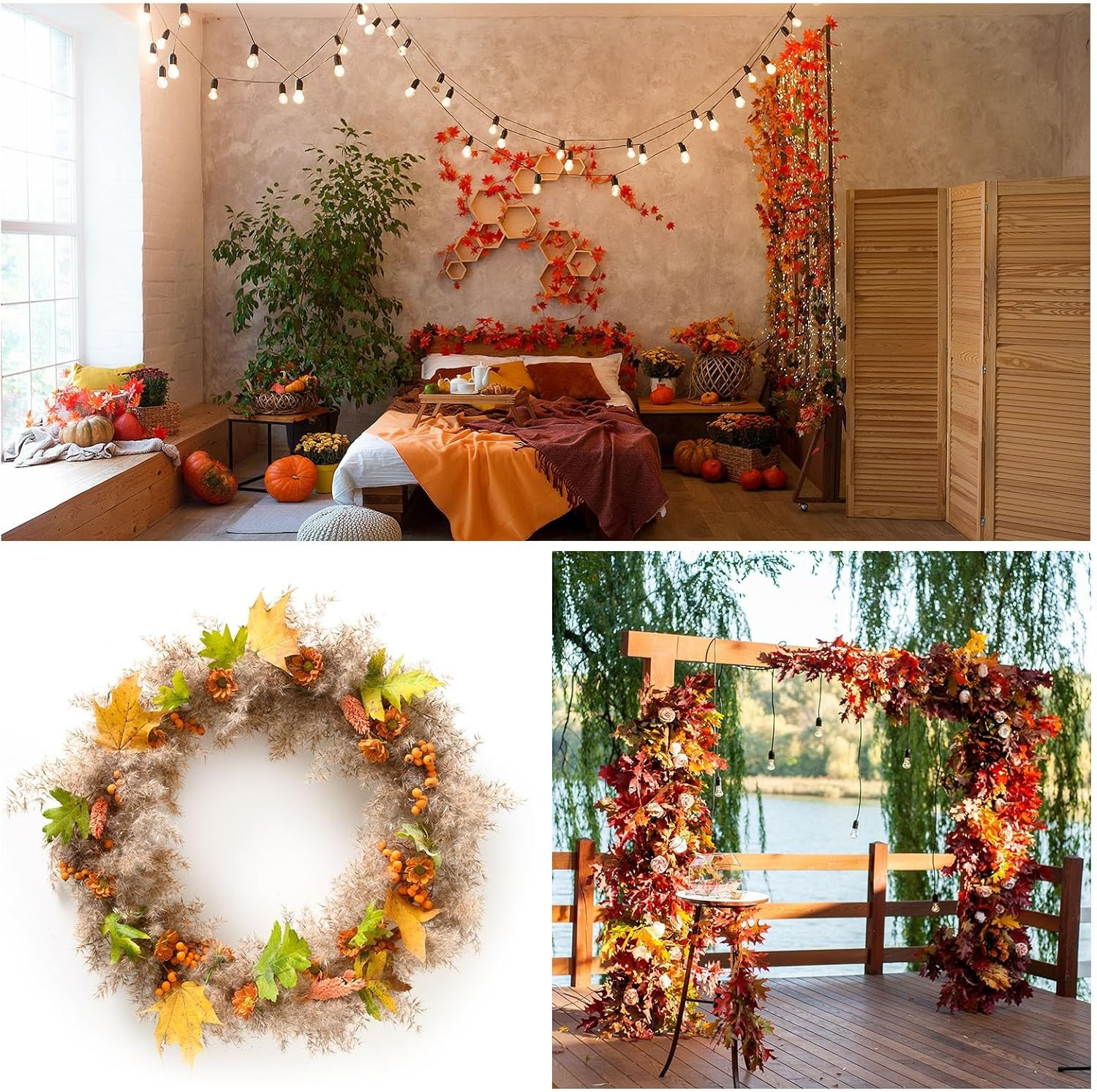Artificial Leaves, 400Pcs Fall Maple Autumn Fake Leaf for Wedding Party Thanksgi