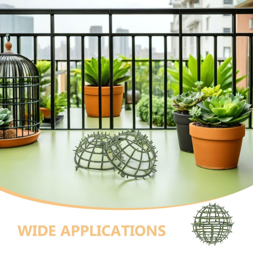 8Pcs Durable Plastic Artificial Topiary Ball Cage Green Flower Display Stand