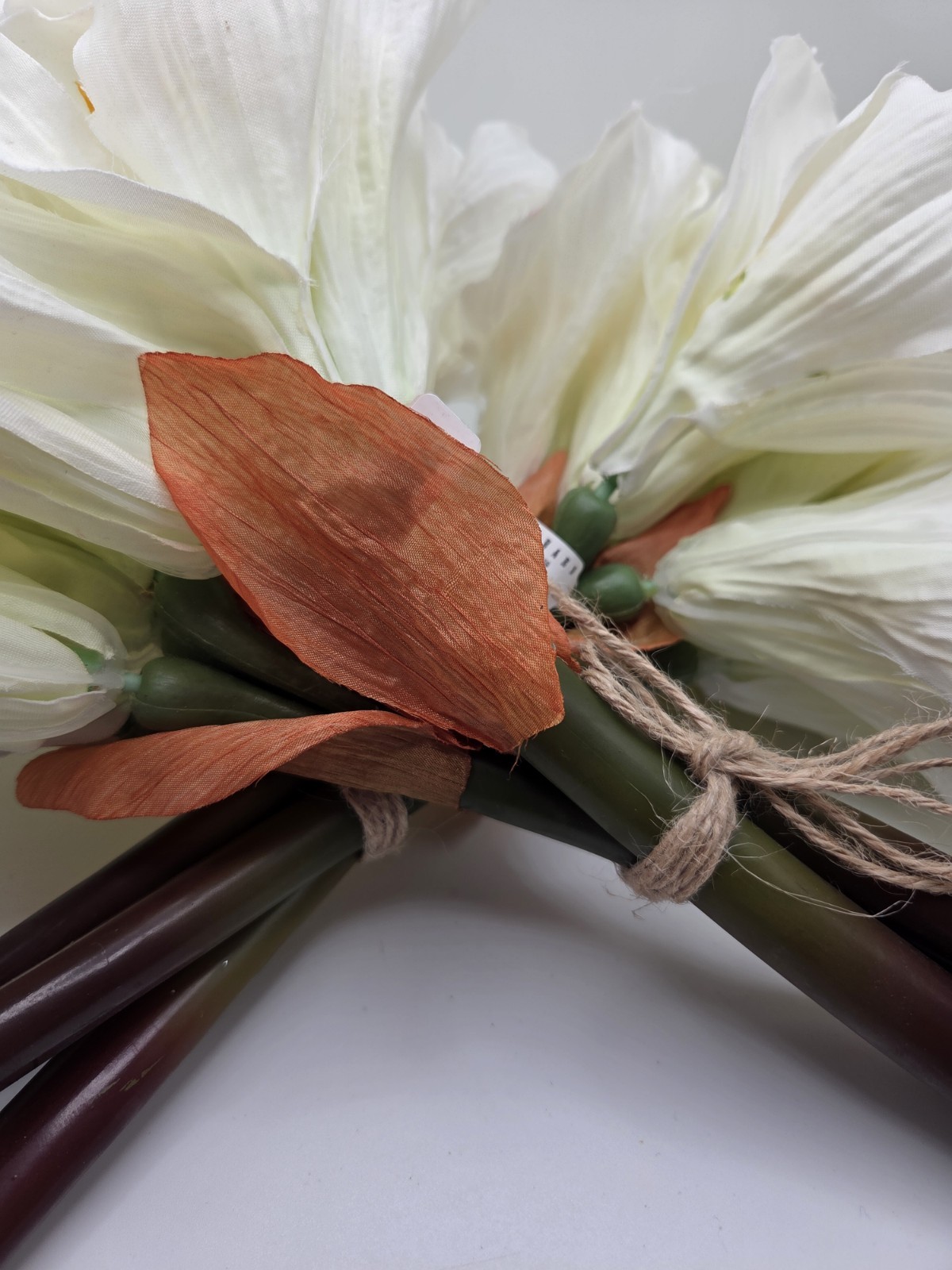 New Pottery Barn Faux Flowers White Amaryllis 3 Stems Set 2 Bundle Arrangement
