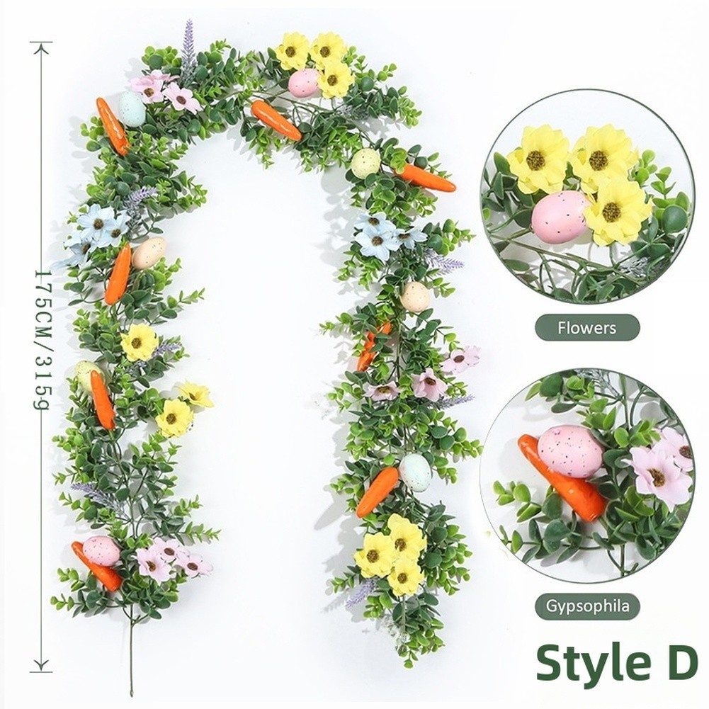 Artificial Vine Carrot Eggs Hanging Wreath Style Decor for Home Wall Display