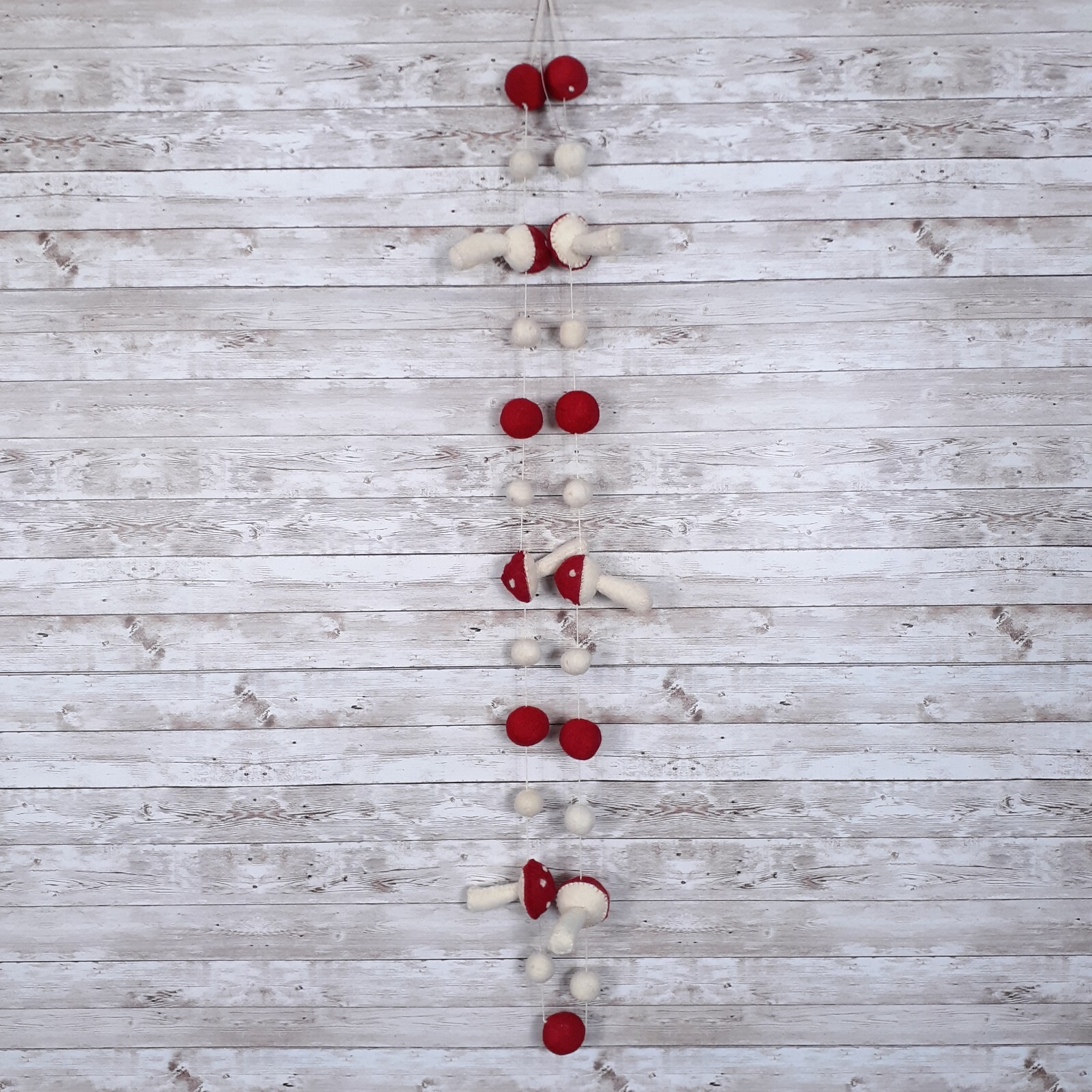 Wool Mushroom Garland Decor 82 in Long Woodland Fairy Cottage