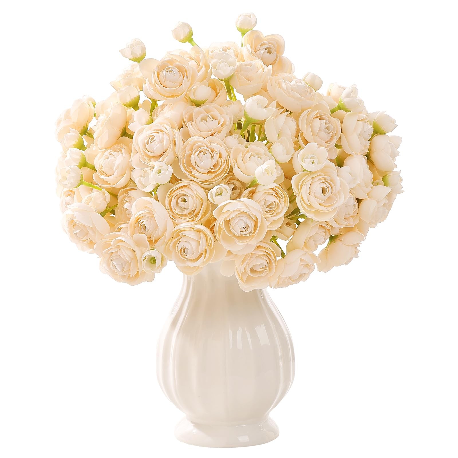 20 PCS Creamy Mini Ranunculus Artificial Bulk Flowers DIY Bouquet Centerpiece