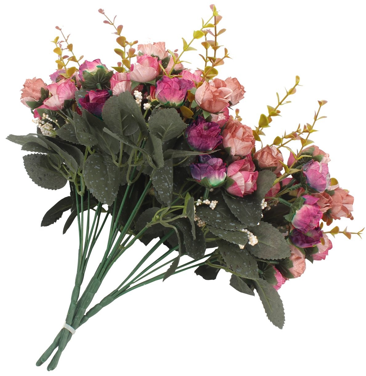 Rose Red Mini Rose Heads Artificial Flowers Bouquet 7 Branch 4 Pack