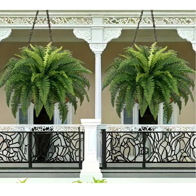 2Pcs Artificial Boston Fern Bush UV Resistant Large Faux Ferns Artificial Plants