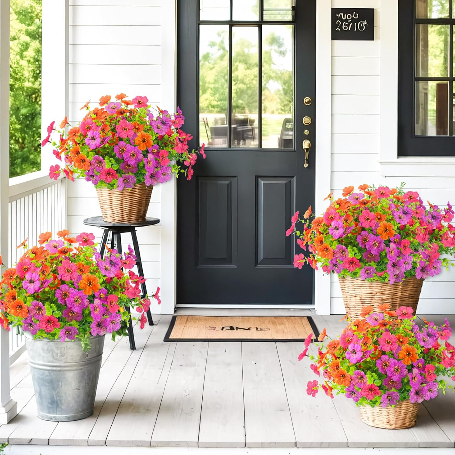 Artificial Mums for Outdoors Faux Mums UV Resistant 6 Bundles Realistic