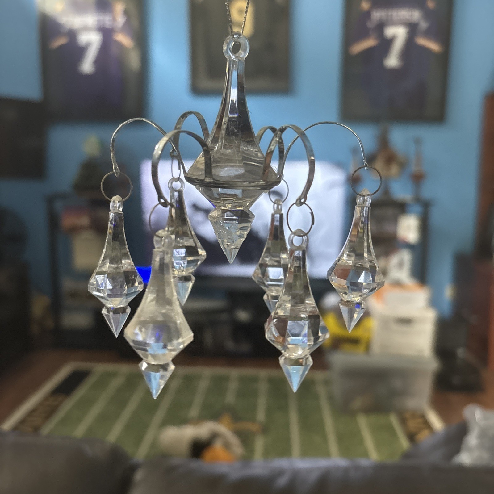 Lot of 8 Vintage Clear Crystal Chandelier Ornament Hanging Decoration Christmas