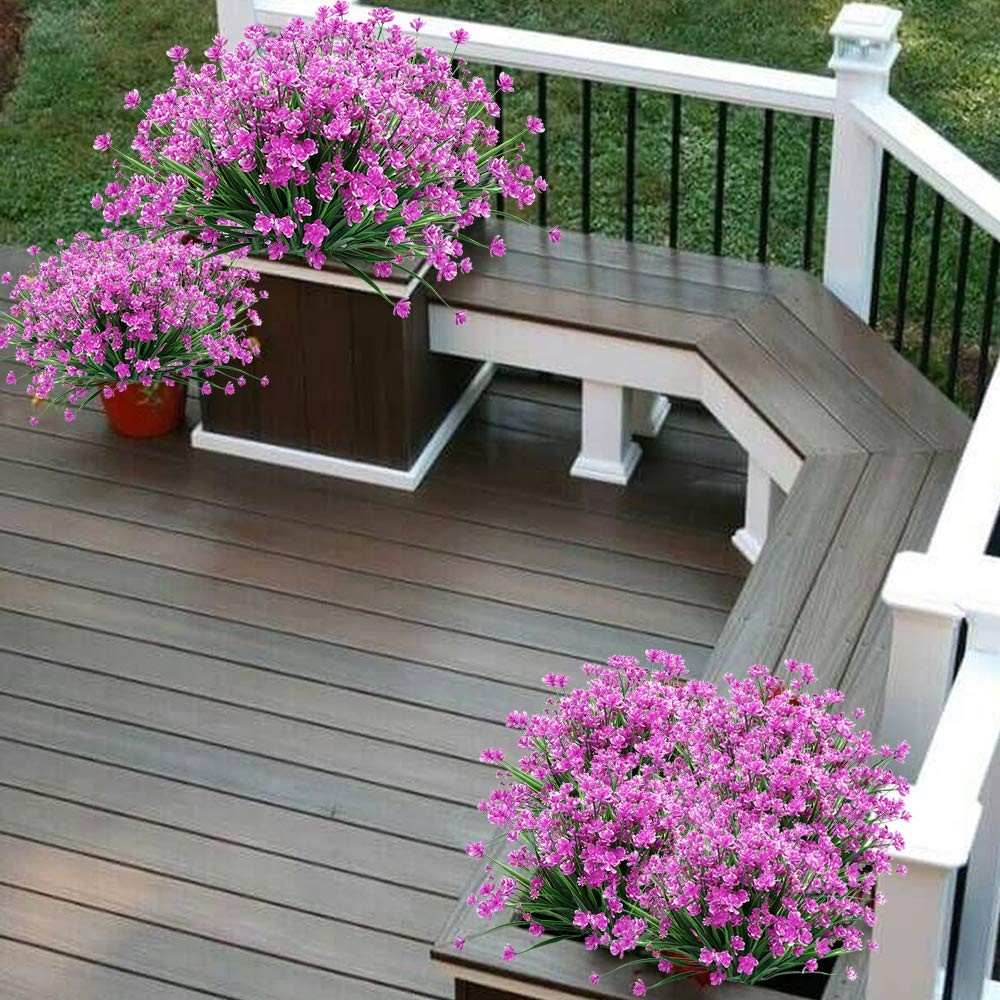20 Bundles Artificial Outdoor Flowers Fake UV Resistant No Fade Greenery Faux…