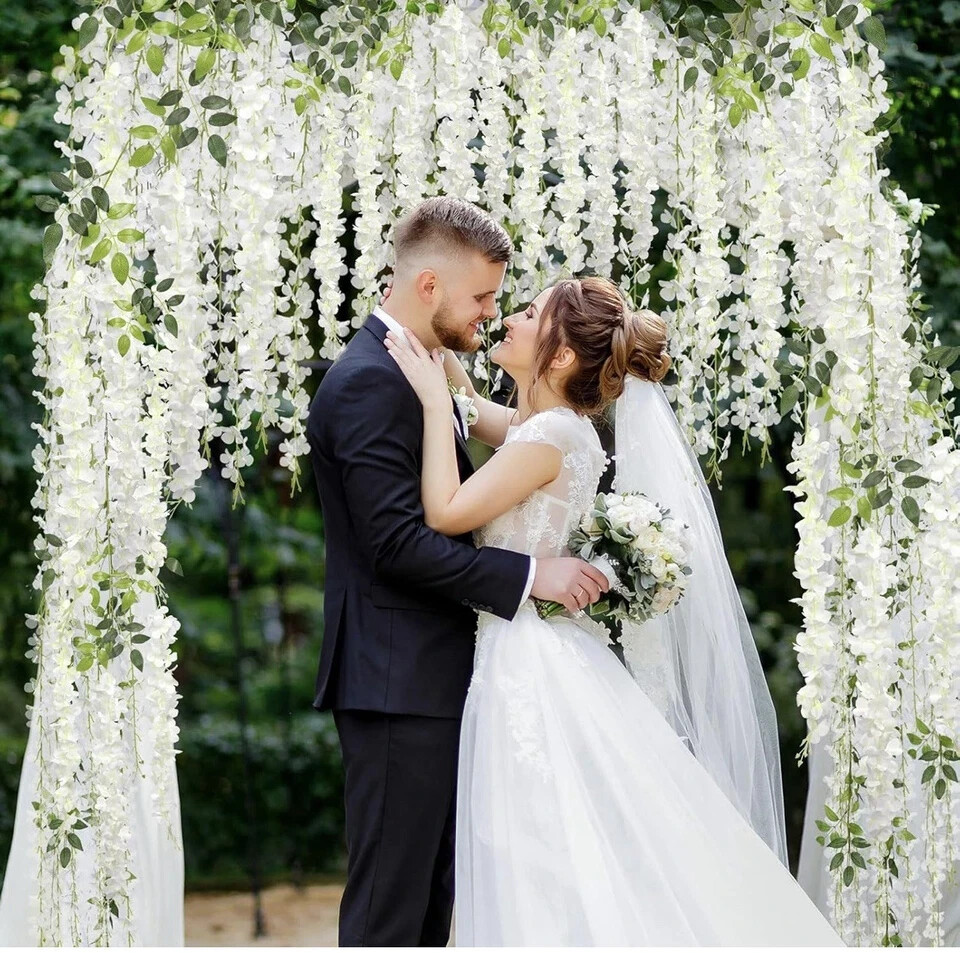 Wedding Hanging Flowers 24 Pack Faux Flower Garland Artificial Wisteria Vines