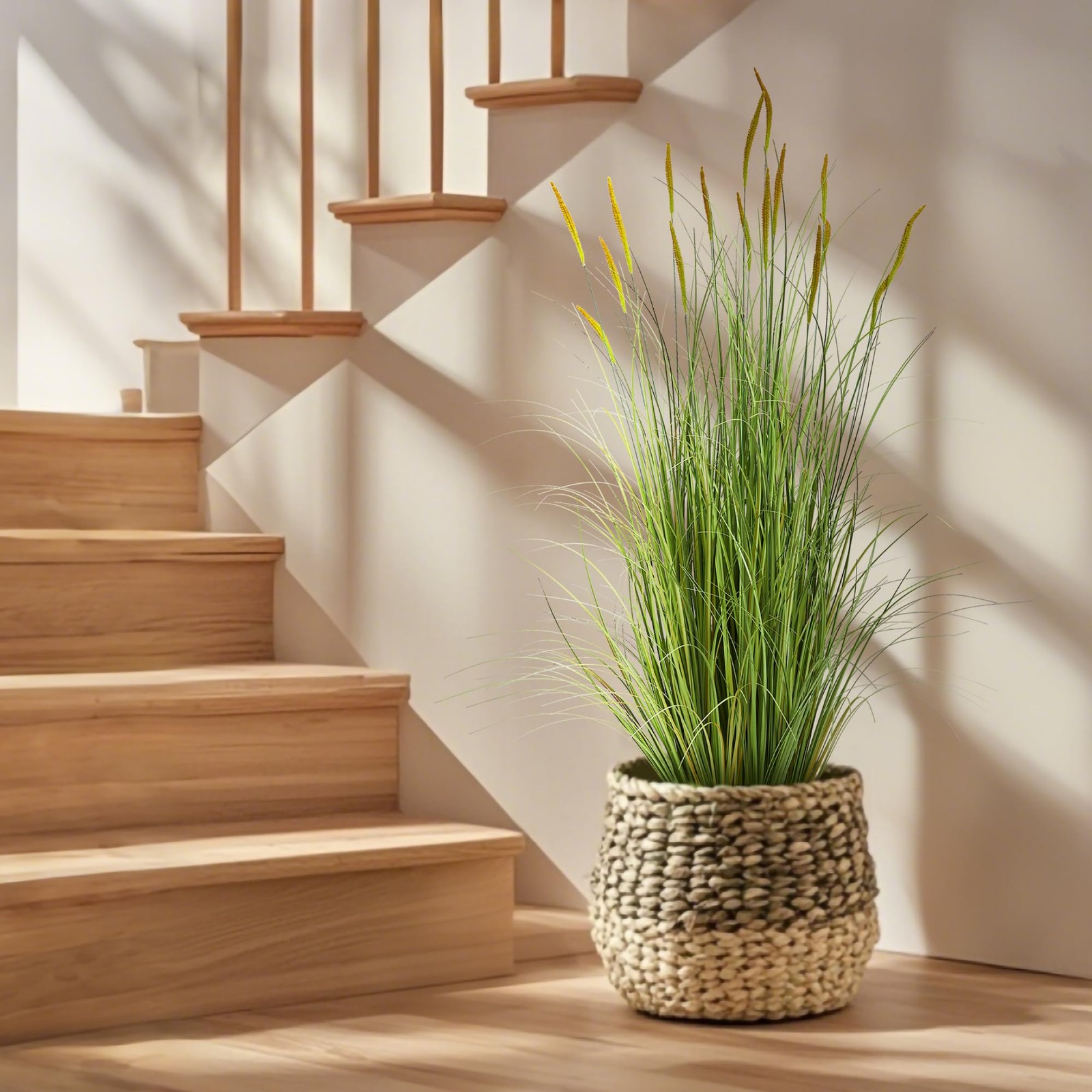 KOL 4ft Artificial Cattail Grass, 47.2in Artificial Indoor Outdoor Fake Onion…