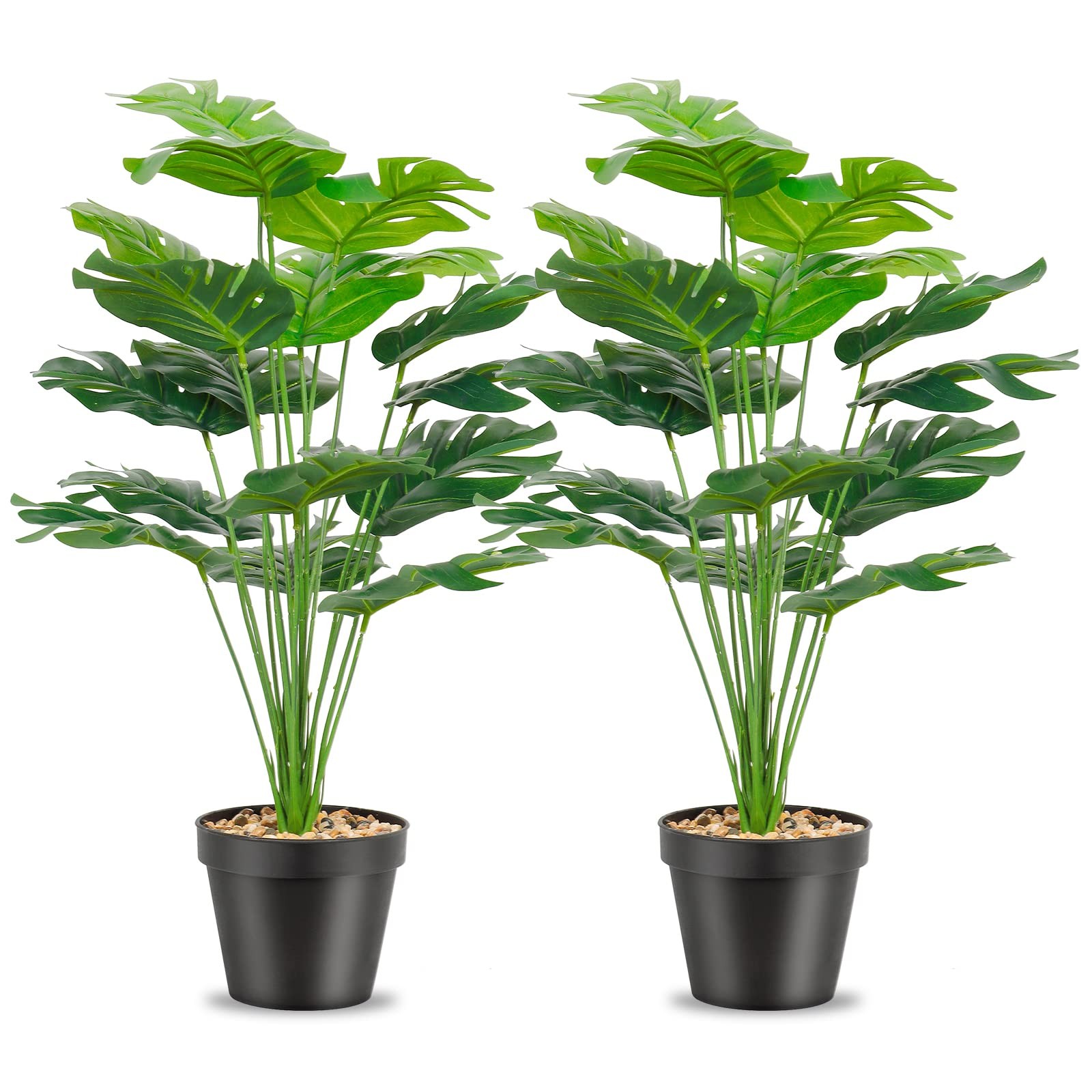 Set of 2 Fake Plants Artificial Floor Plants Large Tropical Palm Tree Tall Mo…
