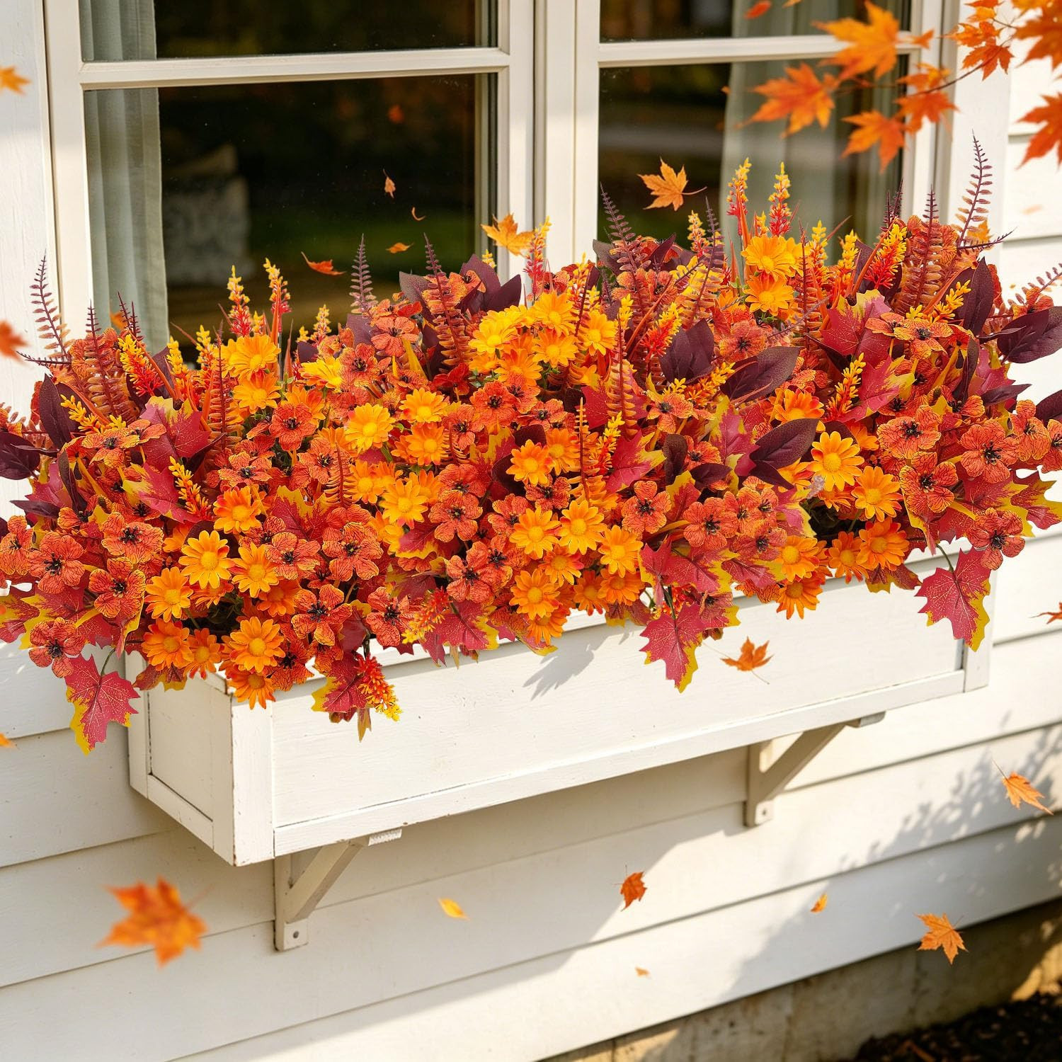 18 Bundles UV Resistant Artificial Fall Flowers for Indoor & Outdoor Decor