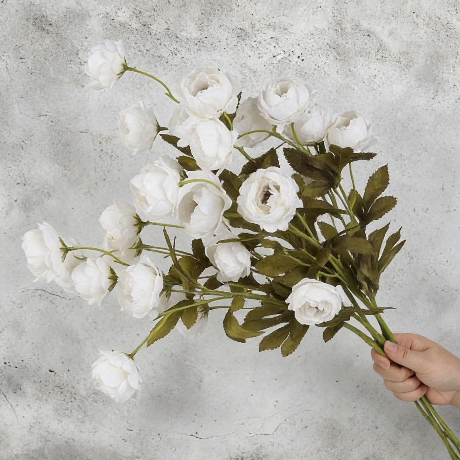 27″ Long Stems Artificial Peonies Flowers 5 Pcs 30 Head Vintage Peonies Branc…