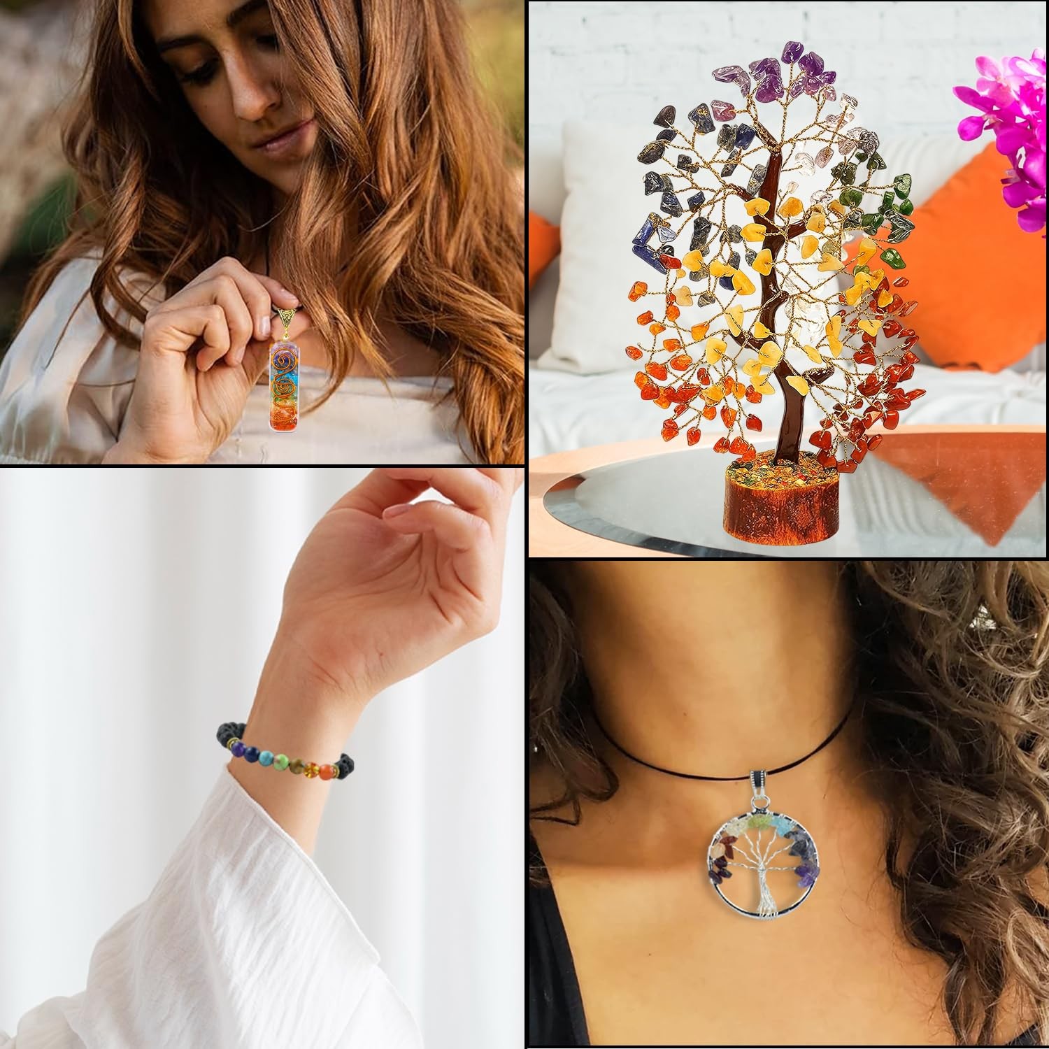 7 Chakra Healing Crystal Gift Set – Premium 300-Bead Gemstone Money Tree, Pro…