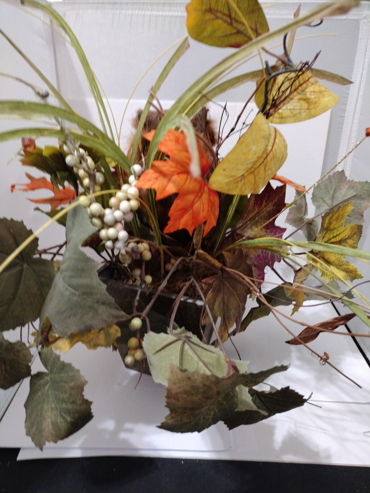 Home Decor Fall Owl Arrangement 14″ Tall by 12″ Wide.