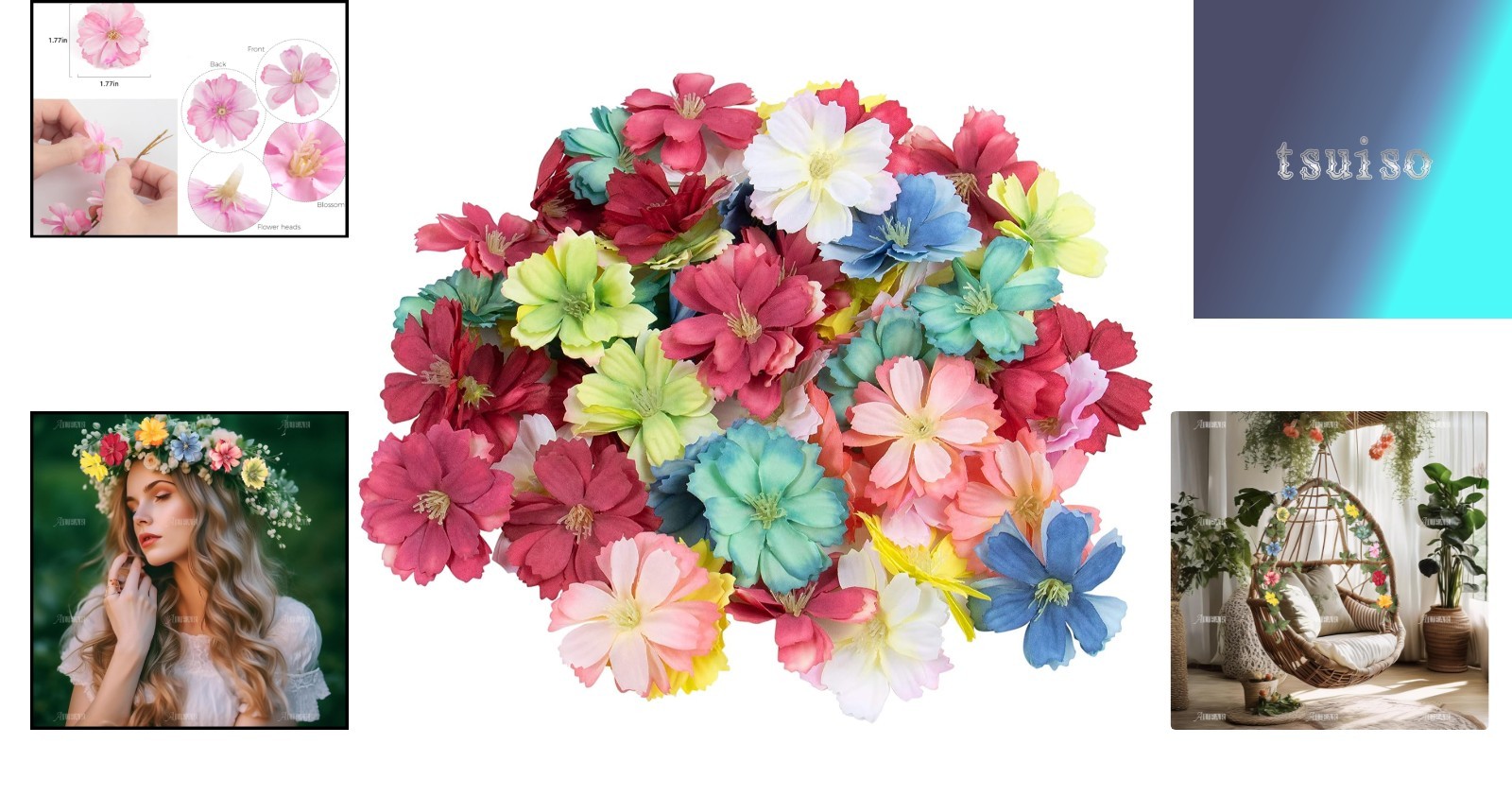 Elegant 50 Pack Silk Cherry Blossom Flower Heads – Perfect for DIY Decorations