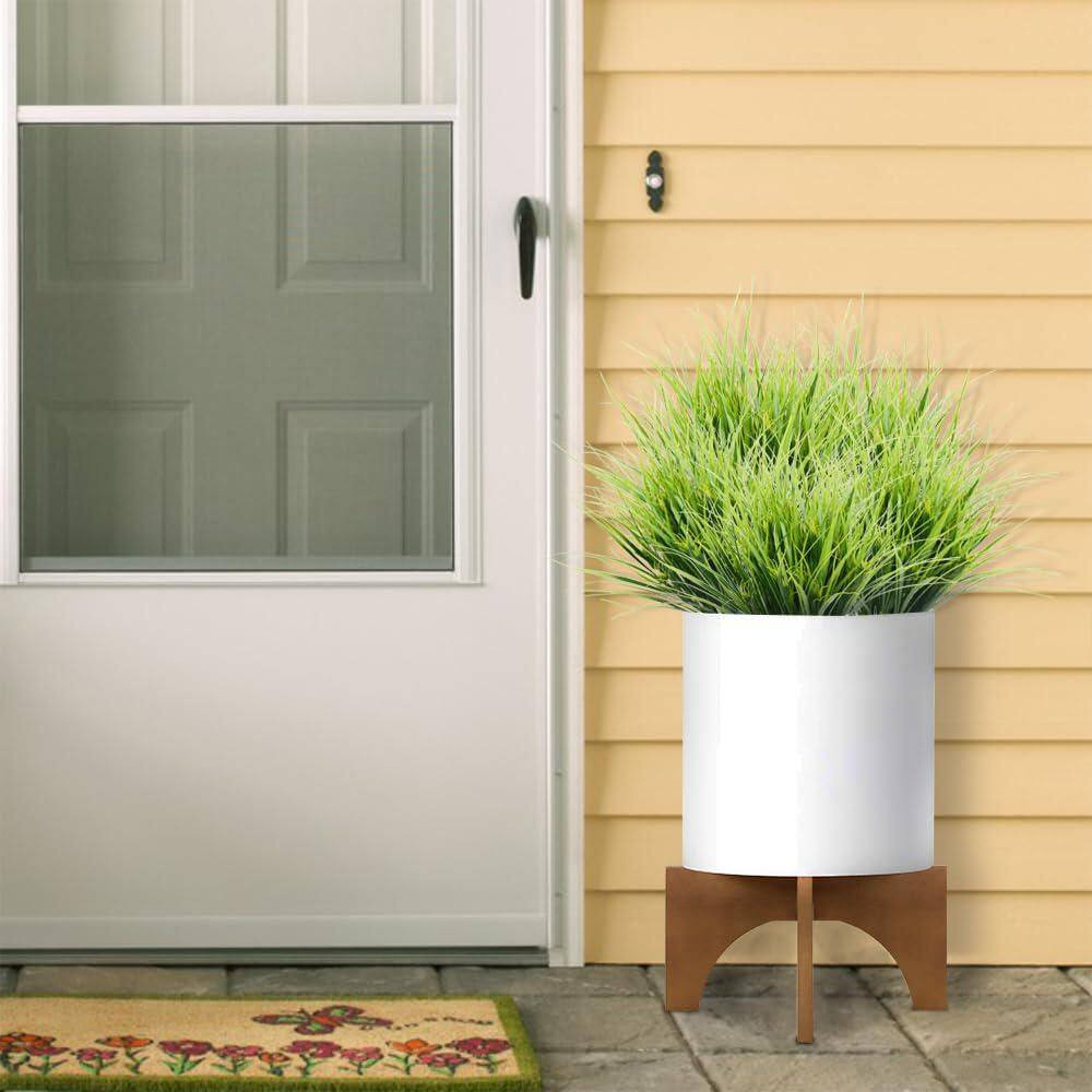 17 In. Green Artificial Plant Wheat Grass Type UV Resistant Plastic Outdoor Shru