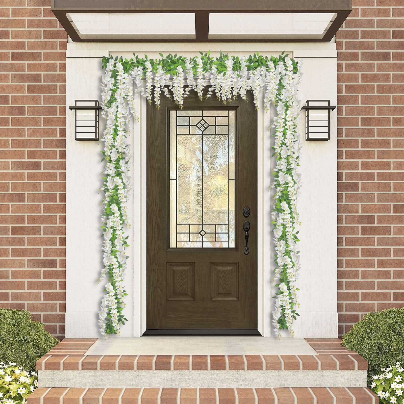 U’Artlines 5Pcs 7.2 Ft/Piece Artificial Wisteria Garland Silk Fake White Wist…