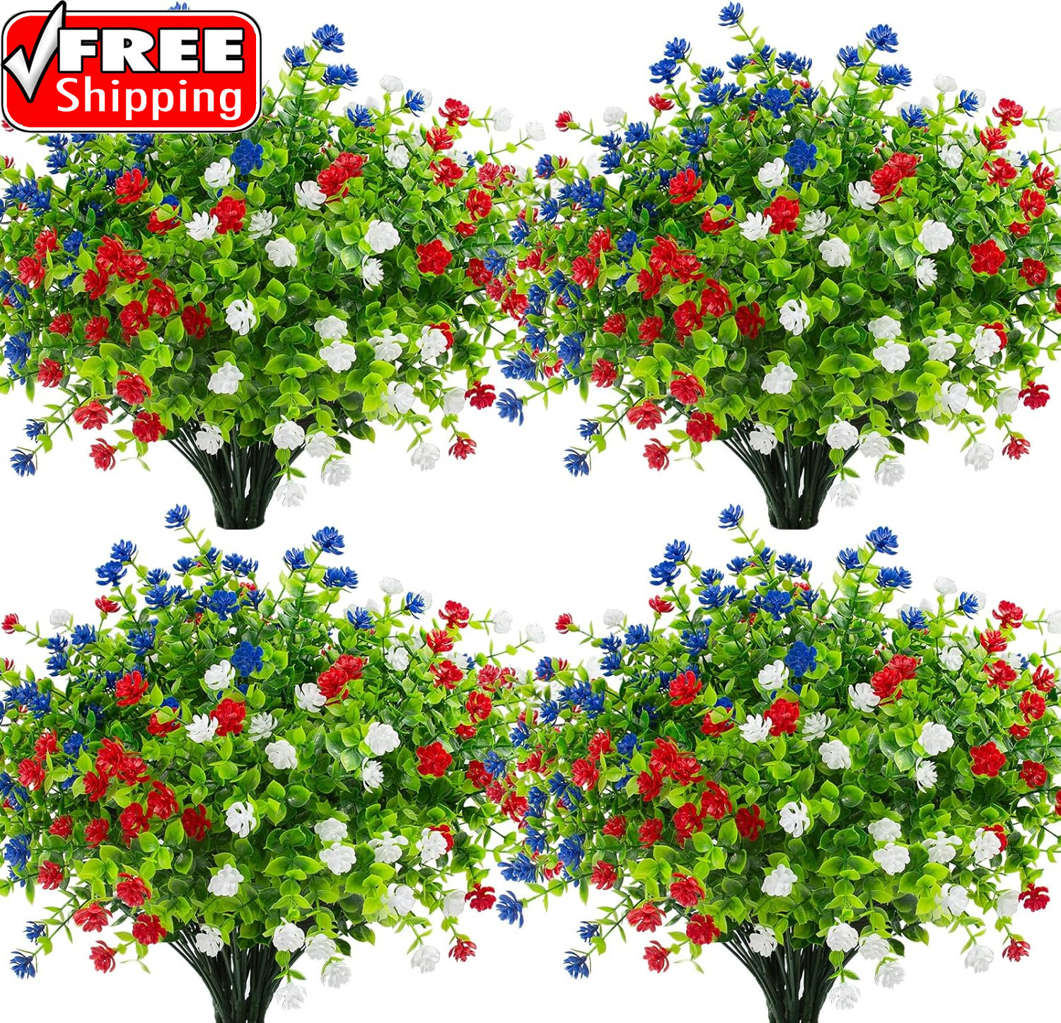 12 Pcs Artificial Flowers Outdoor, Faux Artificial Plants UV Resistant Plastic P