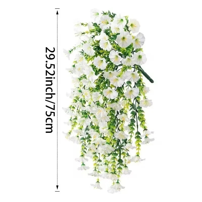 2PCS Artificial Morning Glory Vines UV Resistant Hanging Flowers Outdoor Decor