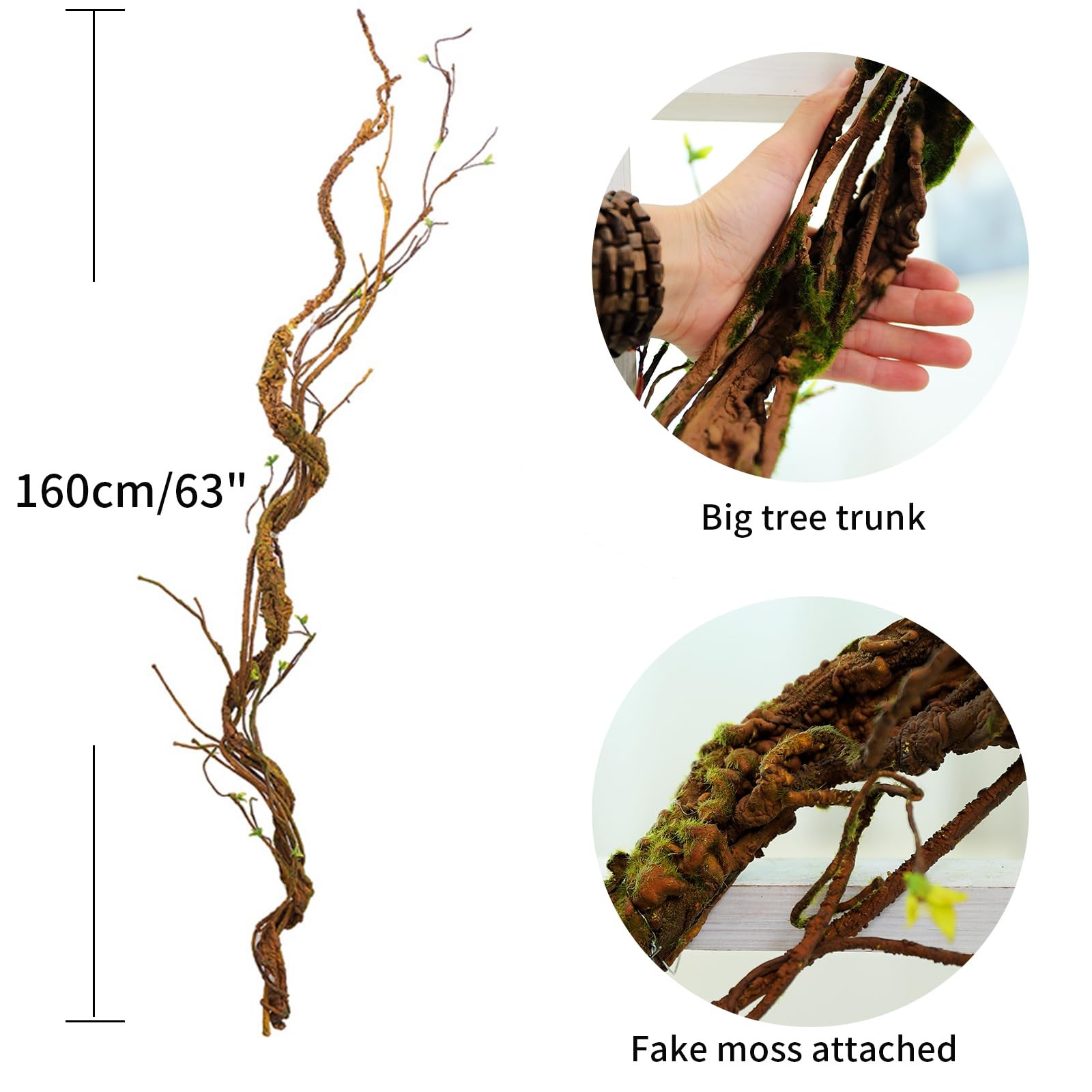 Artificial Tree Branch 63in Brown Rattan Hanging Vine