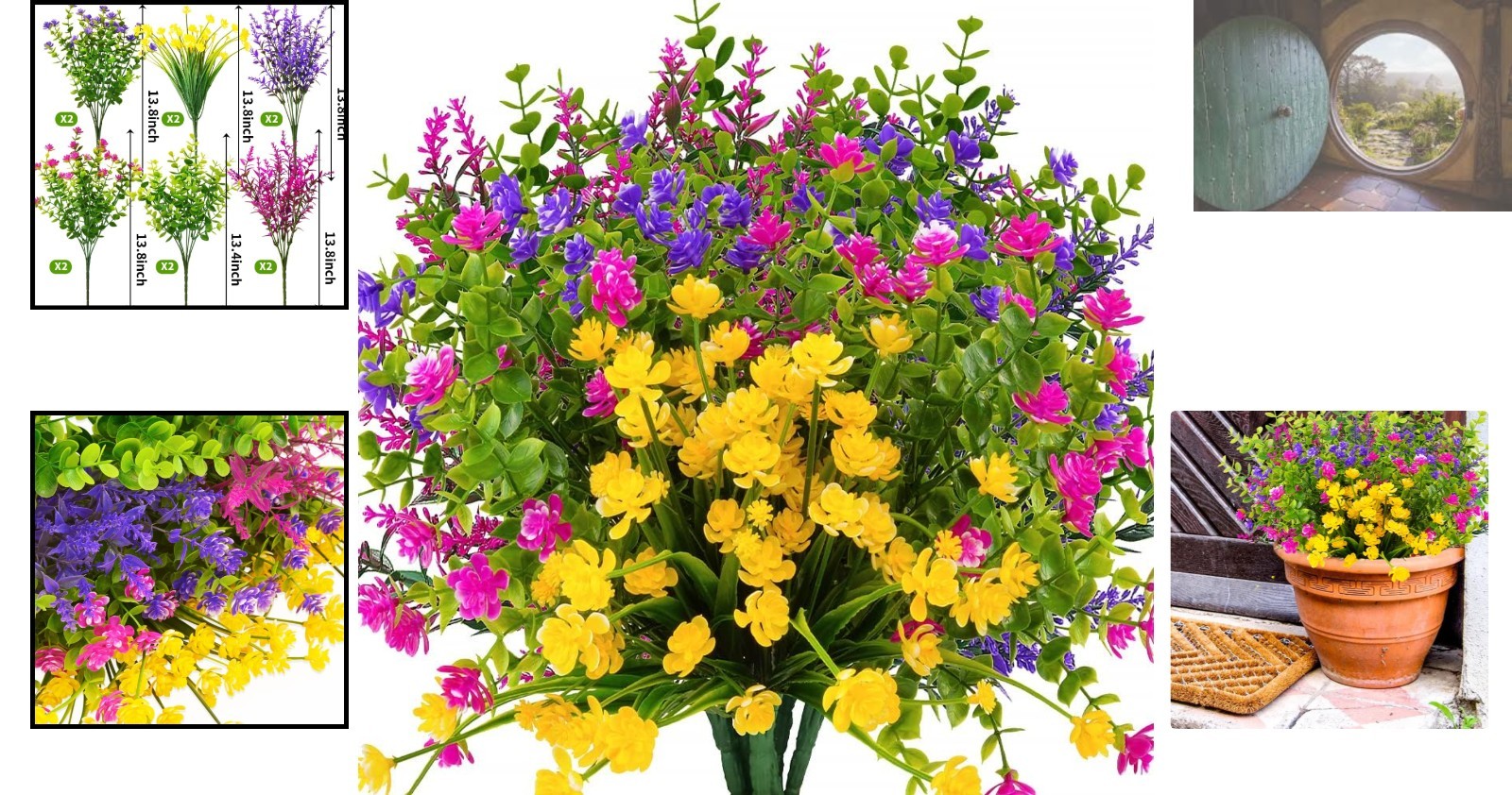 Luxury 12-Bundle UV Resistant Faux Boxwood & Daffodil Flowers for Outdoors