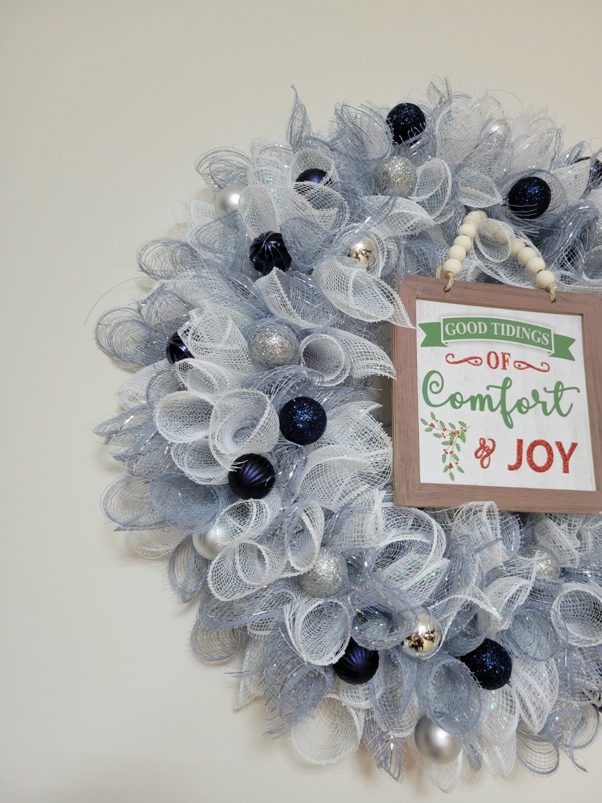Christmas Joy Happy Holidays Mesh Front Door Wreath Wall Decoration Merry Christ