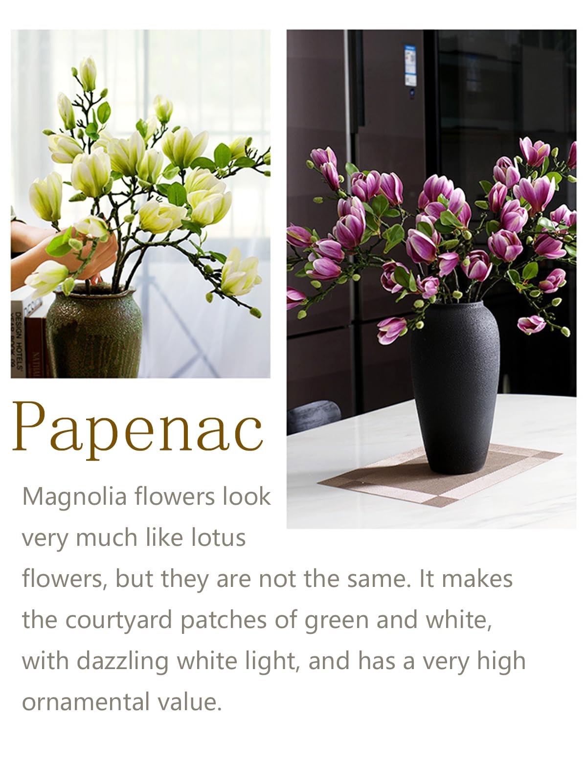 Magnolia Flowers Artificial Branches with Realistic Buds & Leaves