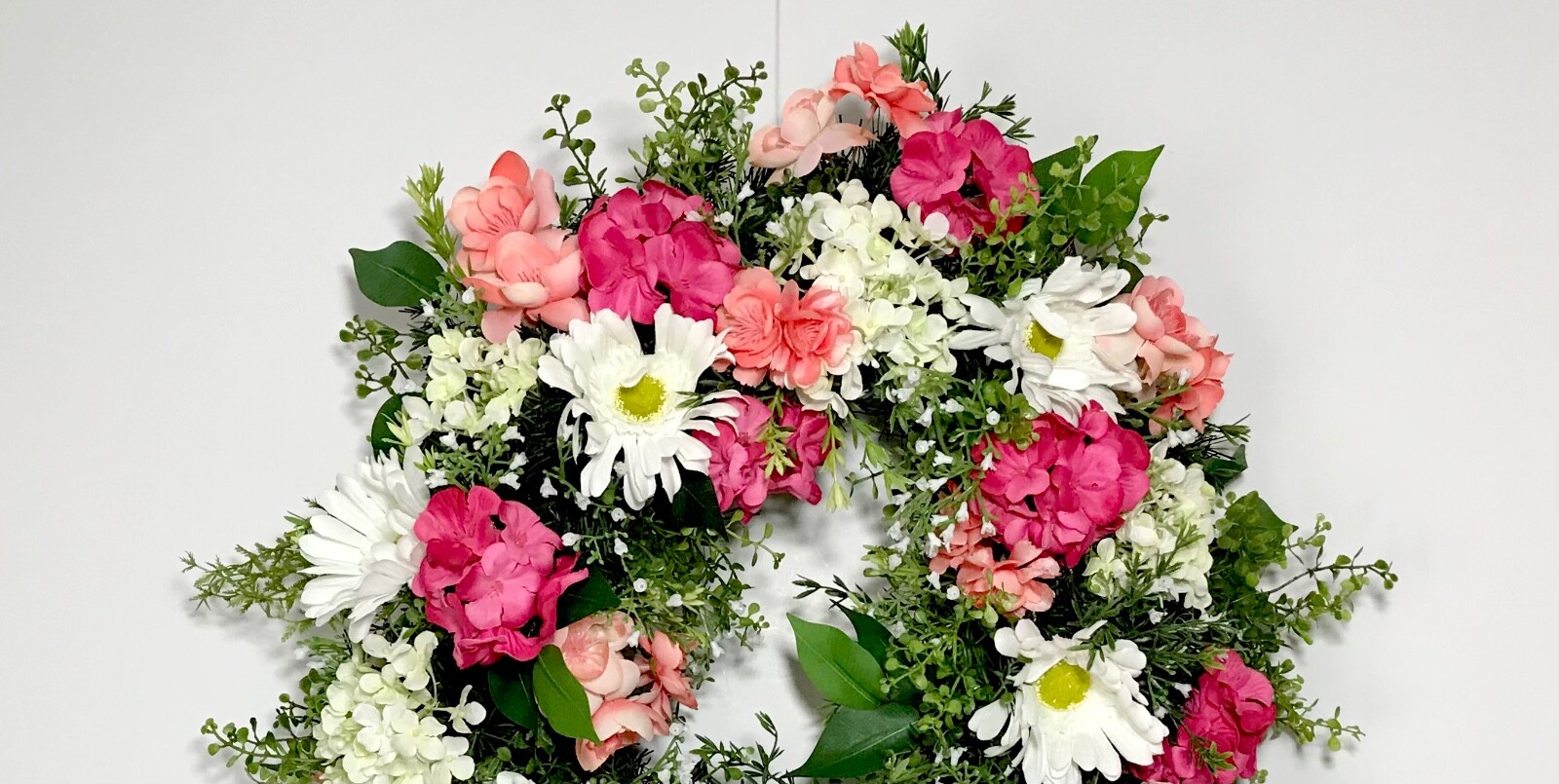 SPRING SUMMER FLORAL EVERGREEN COMPACT WREATH MULTI COLOR DECORATION UNIQUE NEW