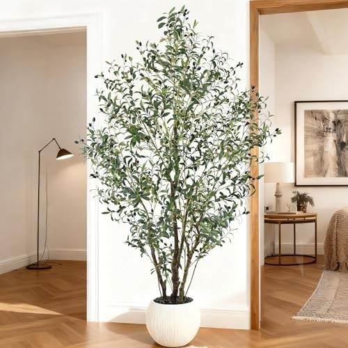 Artificial Olive Tree 7FT Tall Large Faux Trees with Realistic Leaves and 7ft