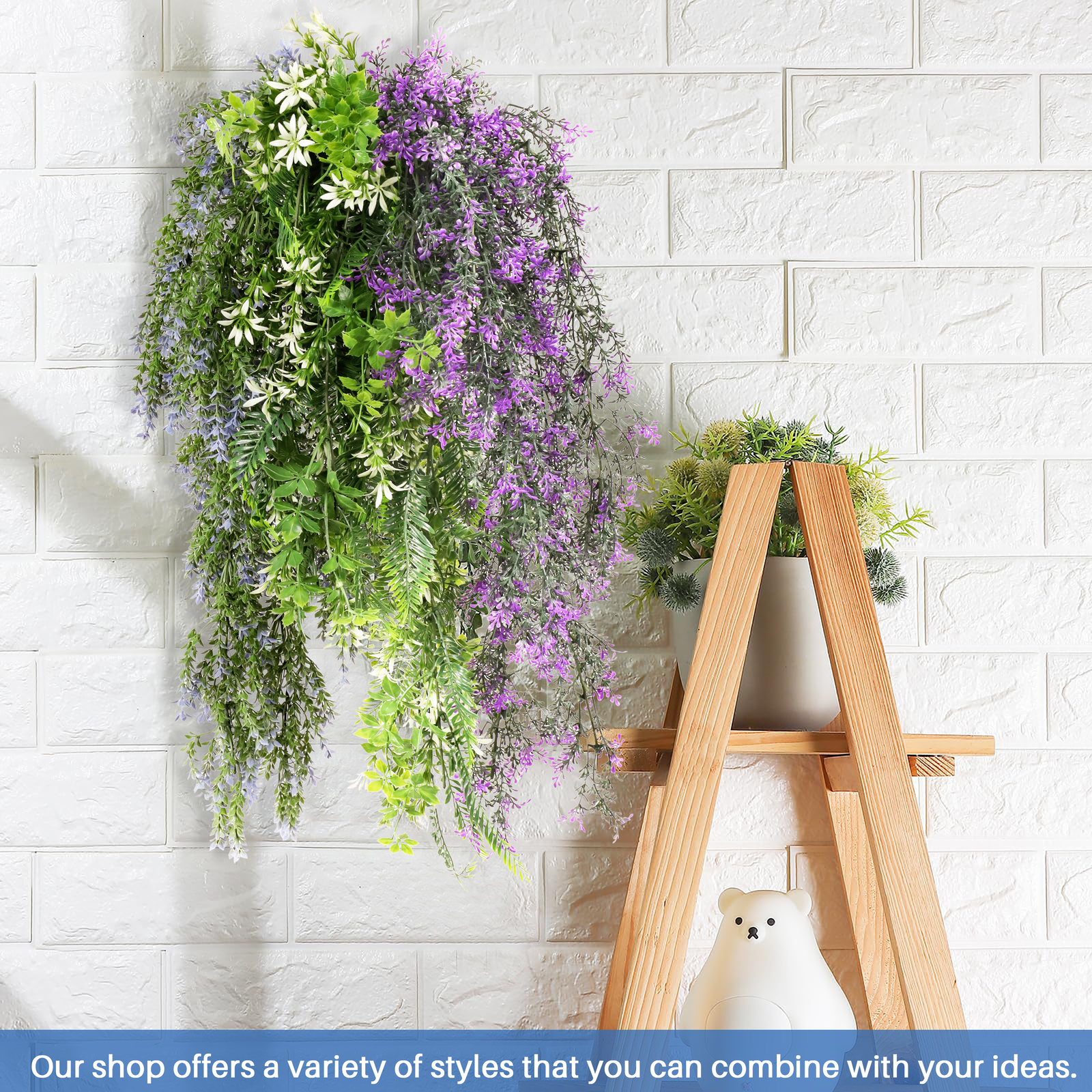 Artificial Blue Flowers Fake Plant Branches Hanging Decor Outdoor Wedding Home