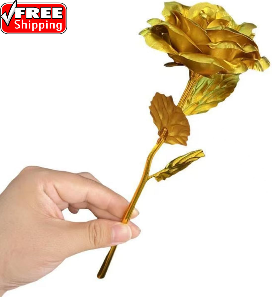 Gold Dipped Rose, Eternal Long Stem Golden Rose | Luxurious Romantic Gift for Wo
