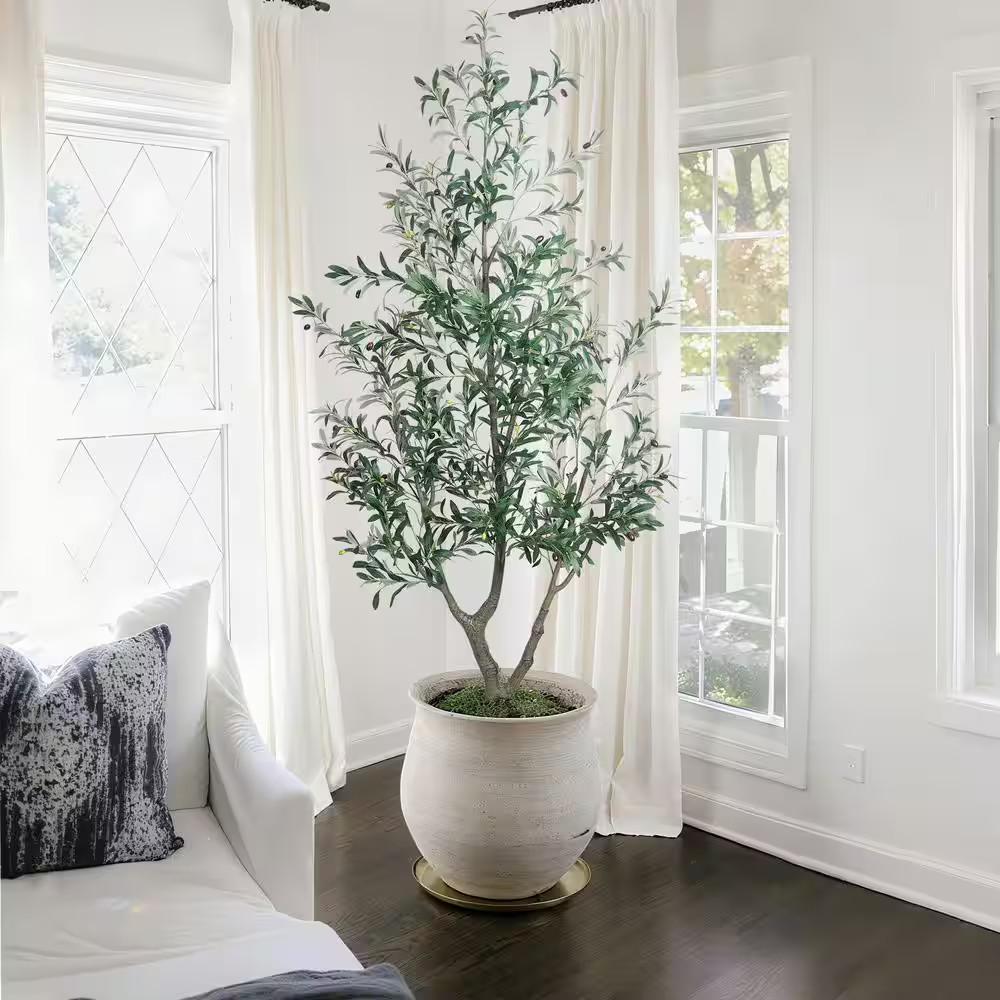 7 Ft. Artificial Olive Tree Faux Olive Silk Tree Faux Plant in Pot for Indoor…