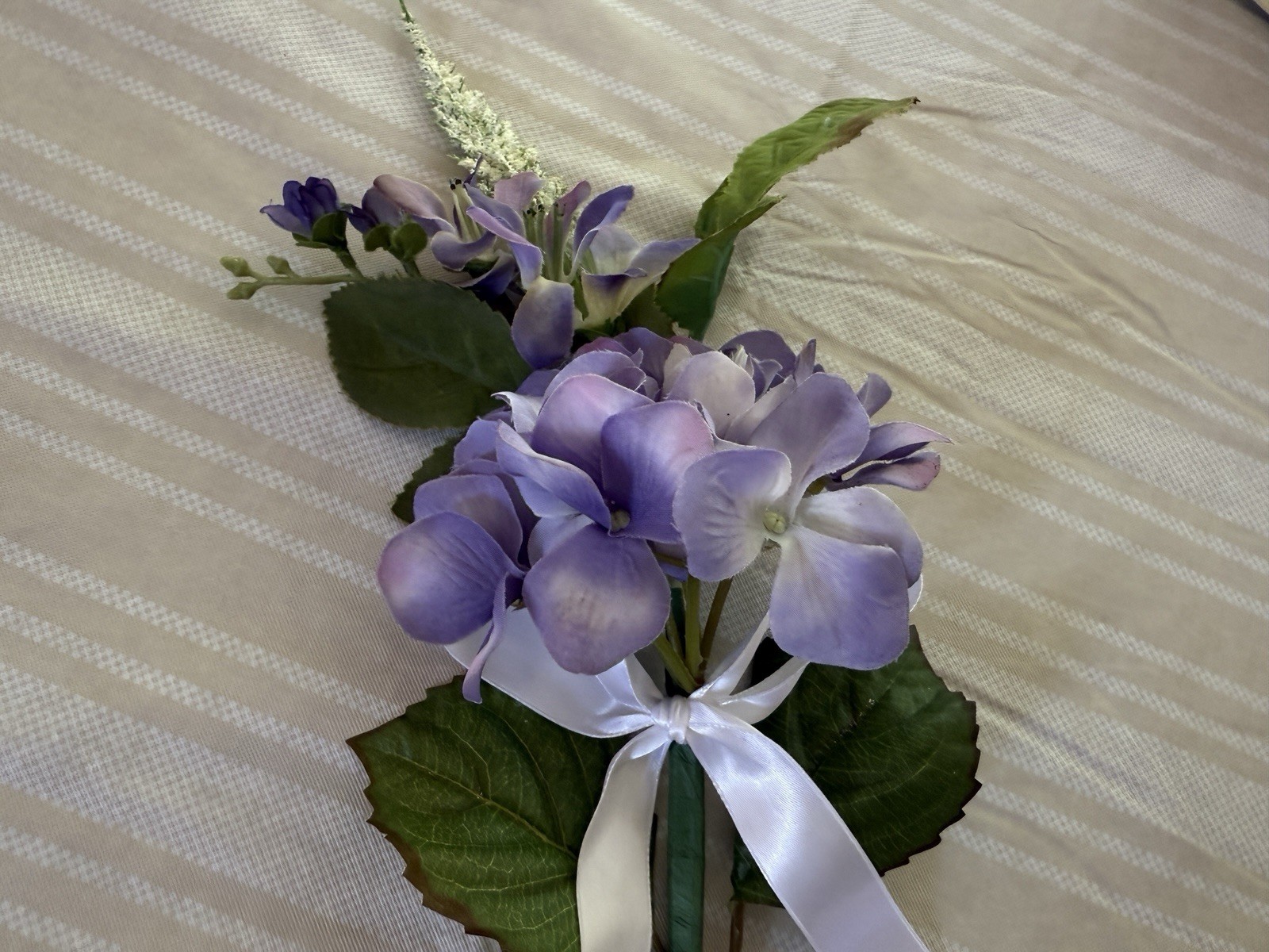 Purple Lavender Artificial Flower Flowers Bouquet Gift Wrap Decor White Ribbon