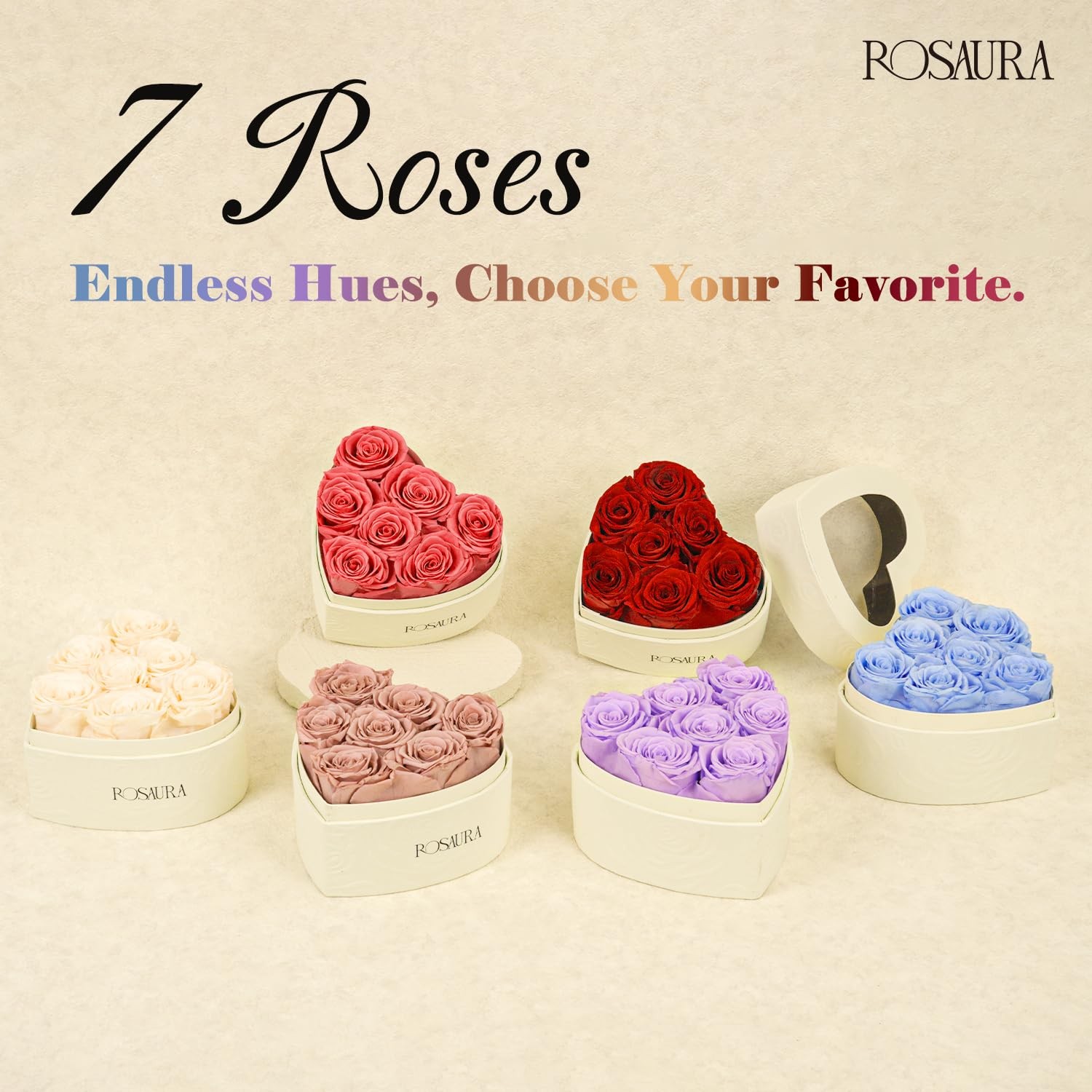 Rosaura Heart-Shaped Preserved Roses Gift Box – Real Forever Flowers for Chri…
