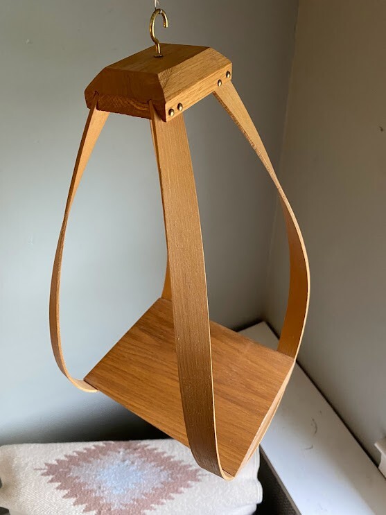 Bentwood Teardrop Hanging Wood Plant Planter Stand Shelf mcm mid century modern 