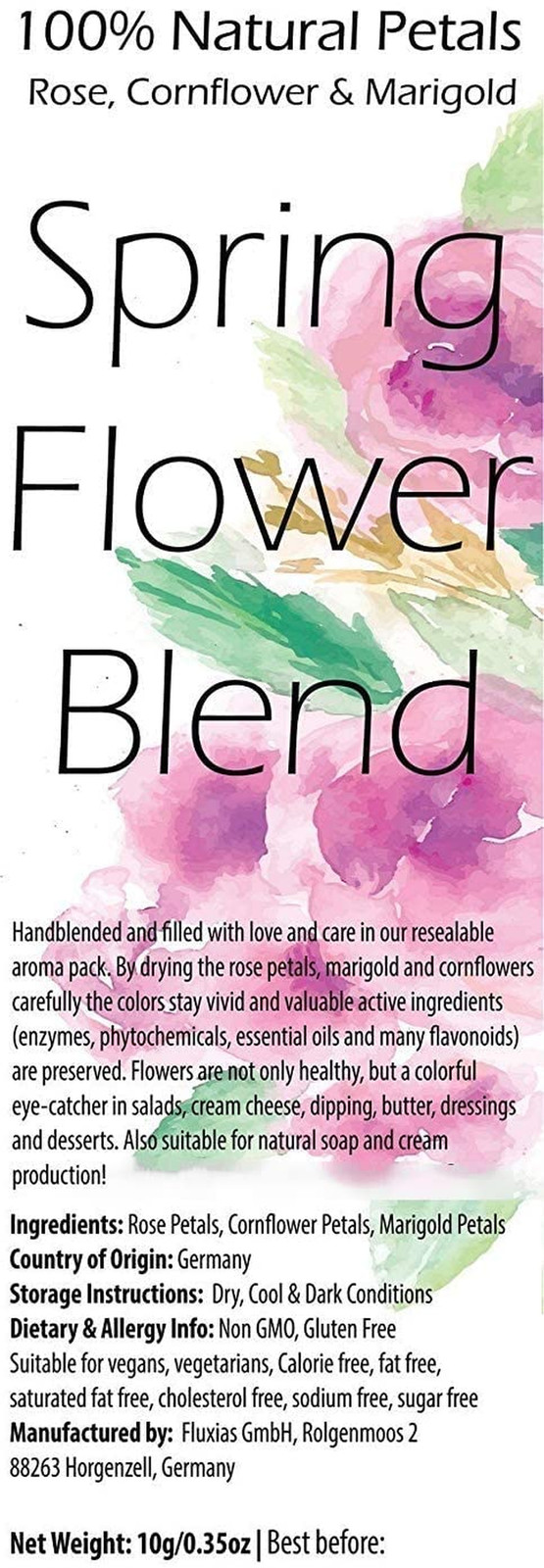 Spring Flower Blend – Edible Flowers – Rose, Cornflower and Marigold – All Natur