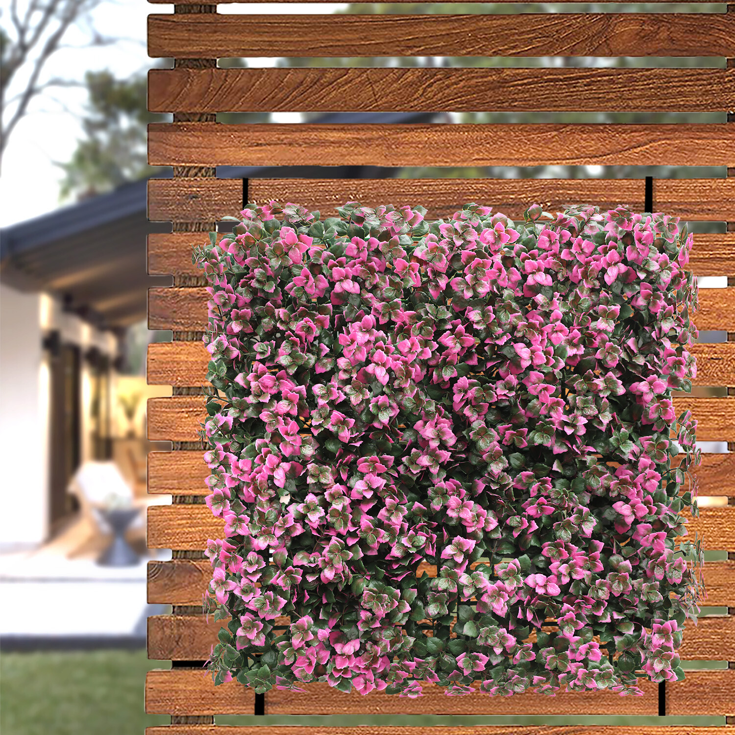 20″x20″ Artificial Faux Leaf Pink Reineckia Carnea Fence Screen Wall Decor Panel
