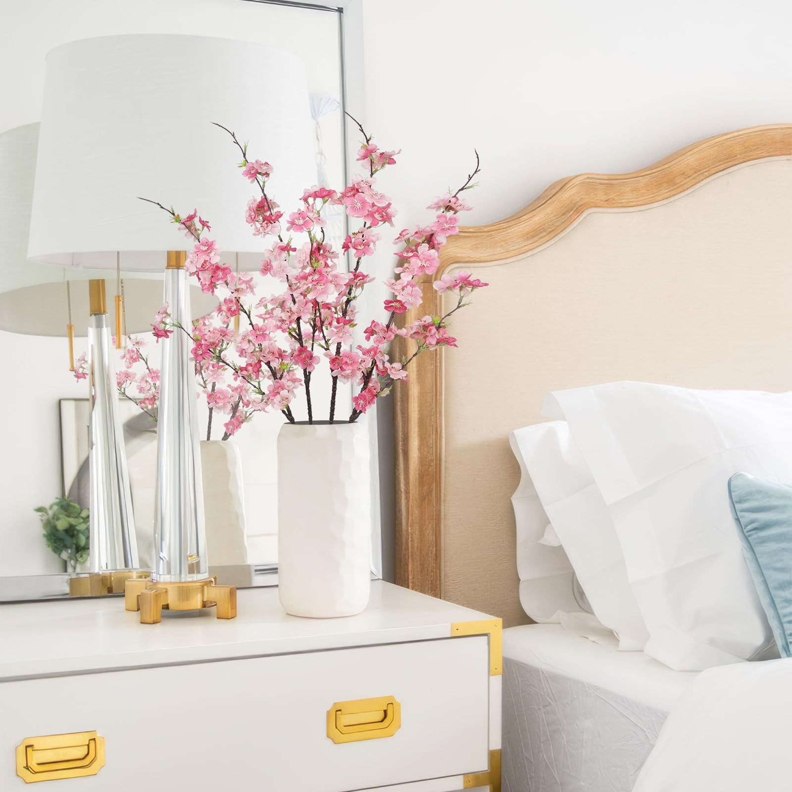 4 Pcs Cherry Blossom Branches Fake Flowers for Spring Summer Indoor Home Deco…